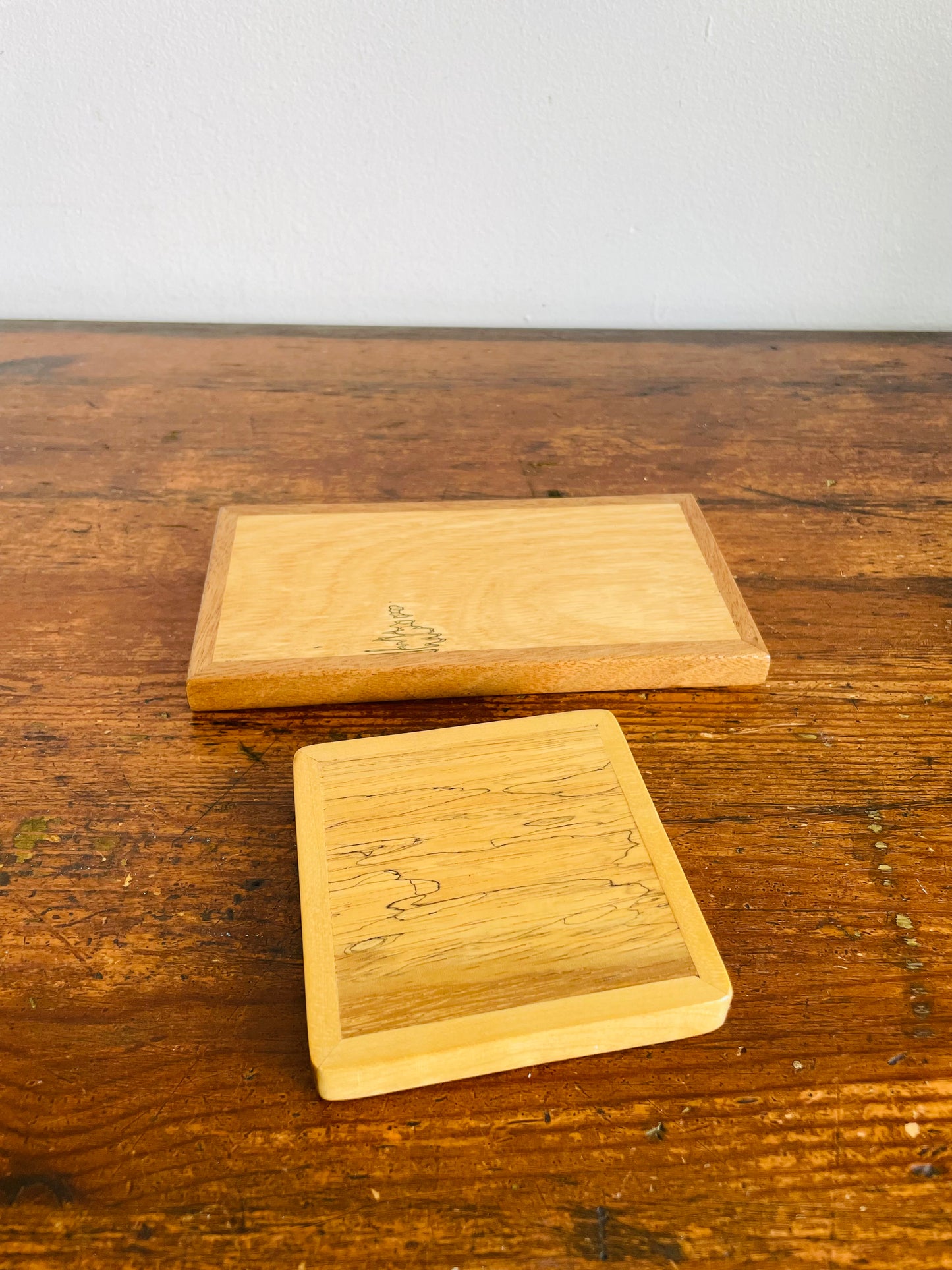 Vintage Handmade Wood Wall Hanging Plaque Pictures for Your Own Projects - Paint on Them, Press Flowers, Shellac DIY Art, Etc. - Set of 2
