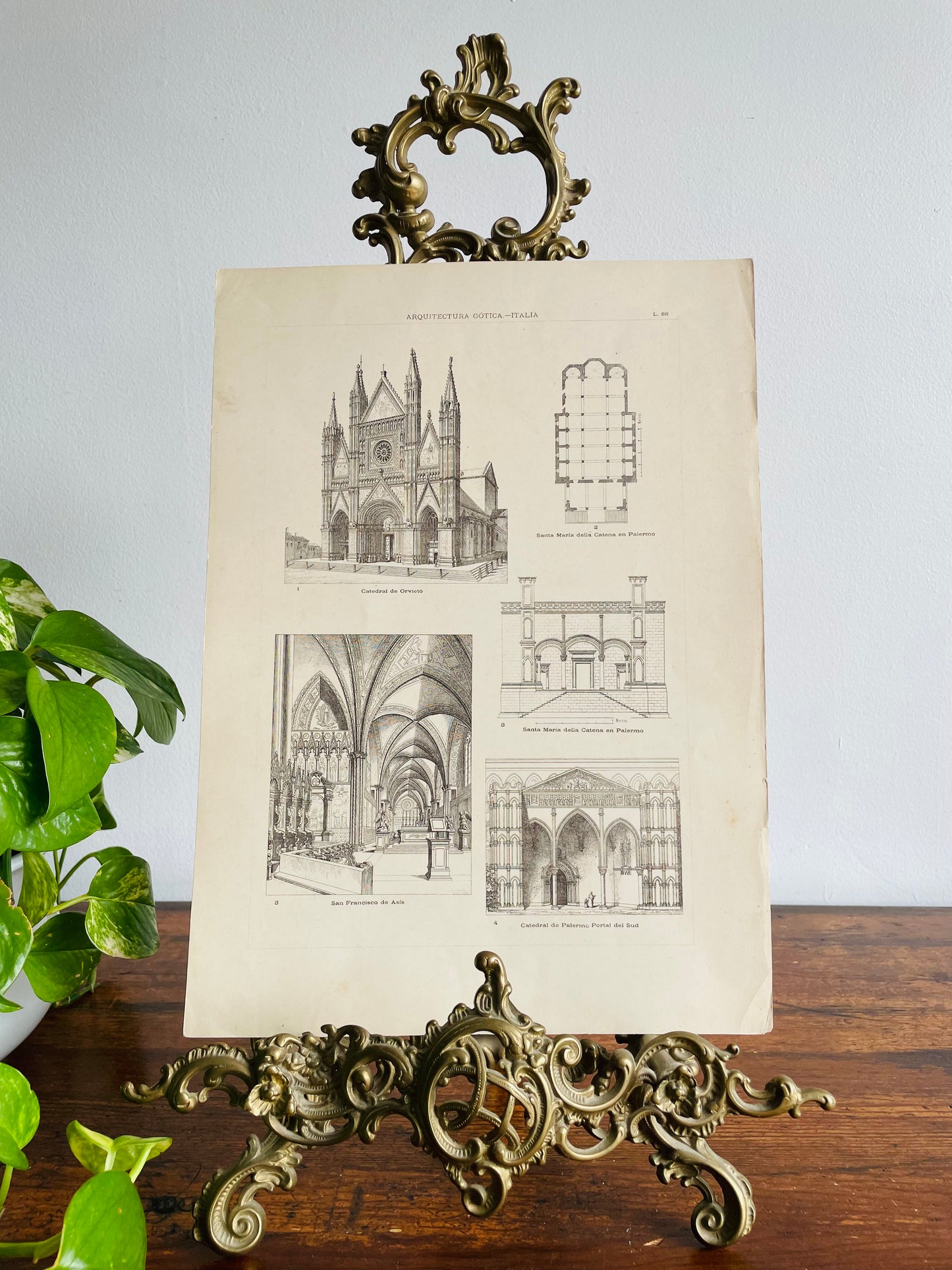 Gothic Architecture of Italy Page Print from Book - Found in Lisbon, Portugal