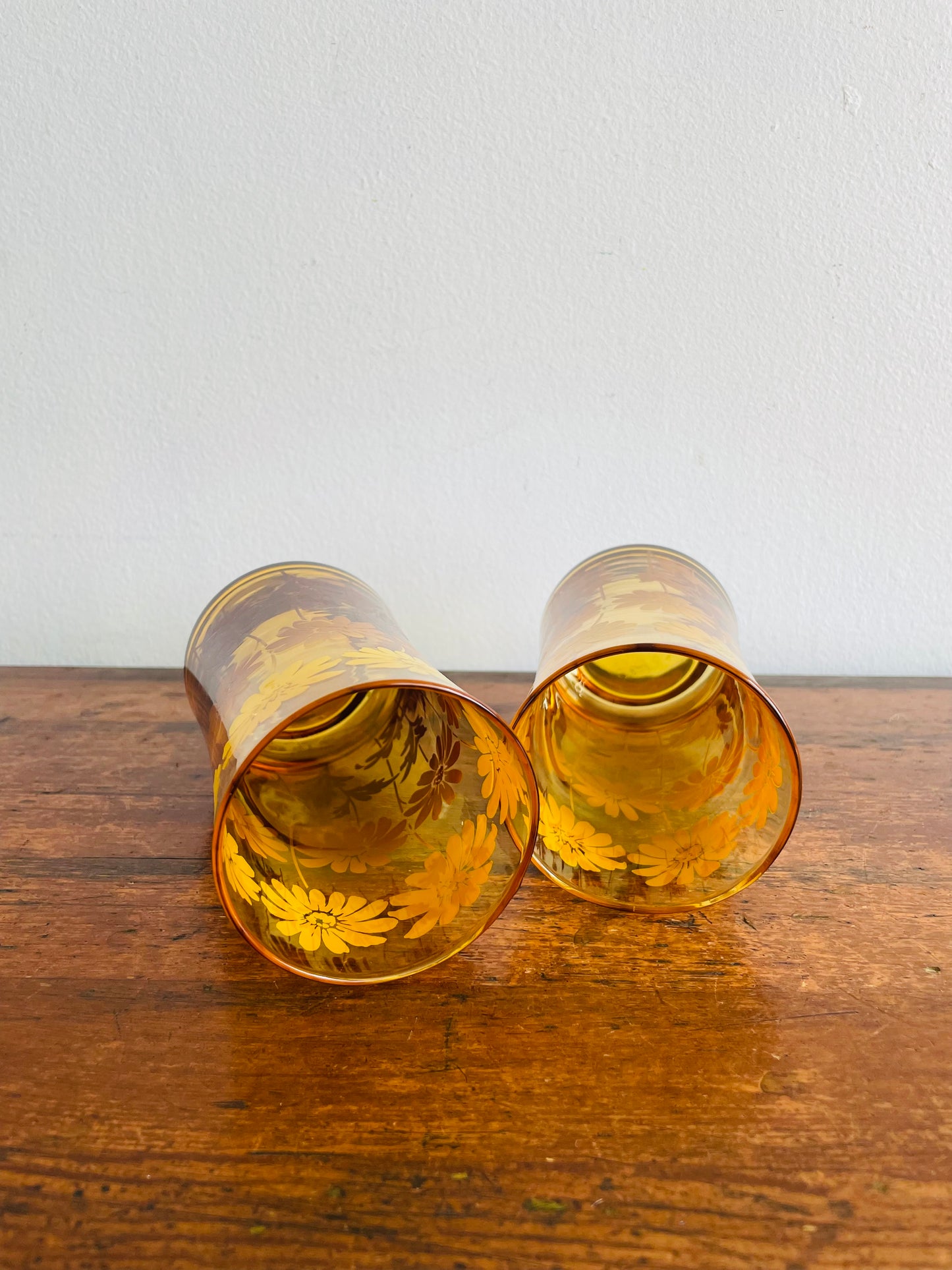 Libbey Amber Ombre Flower Drinking Glasses - Set of 2