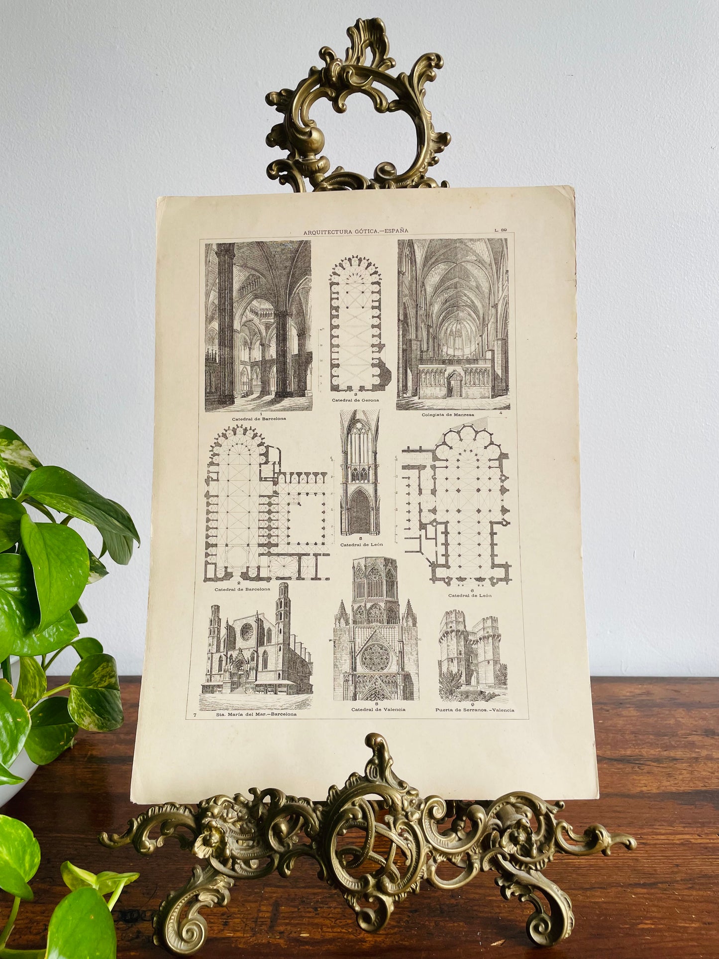 Gothic Architecture of Spain Page Print from Book # 1 - Found in Lisbon, Portugal