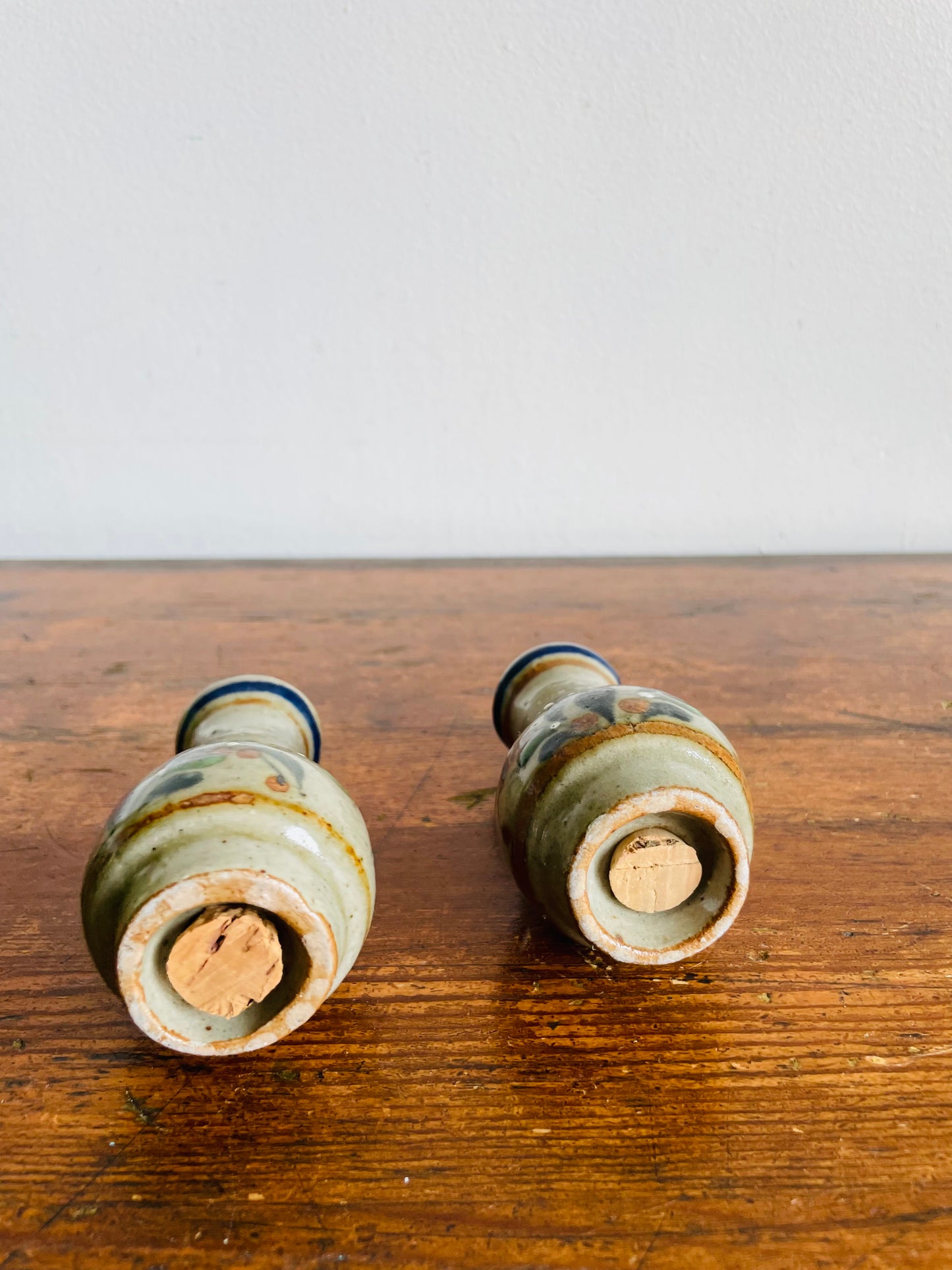 Vintage Tonala Mexican Pottery Salt & Pepper Shakers with Fish Design - Set of 2