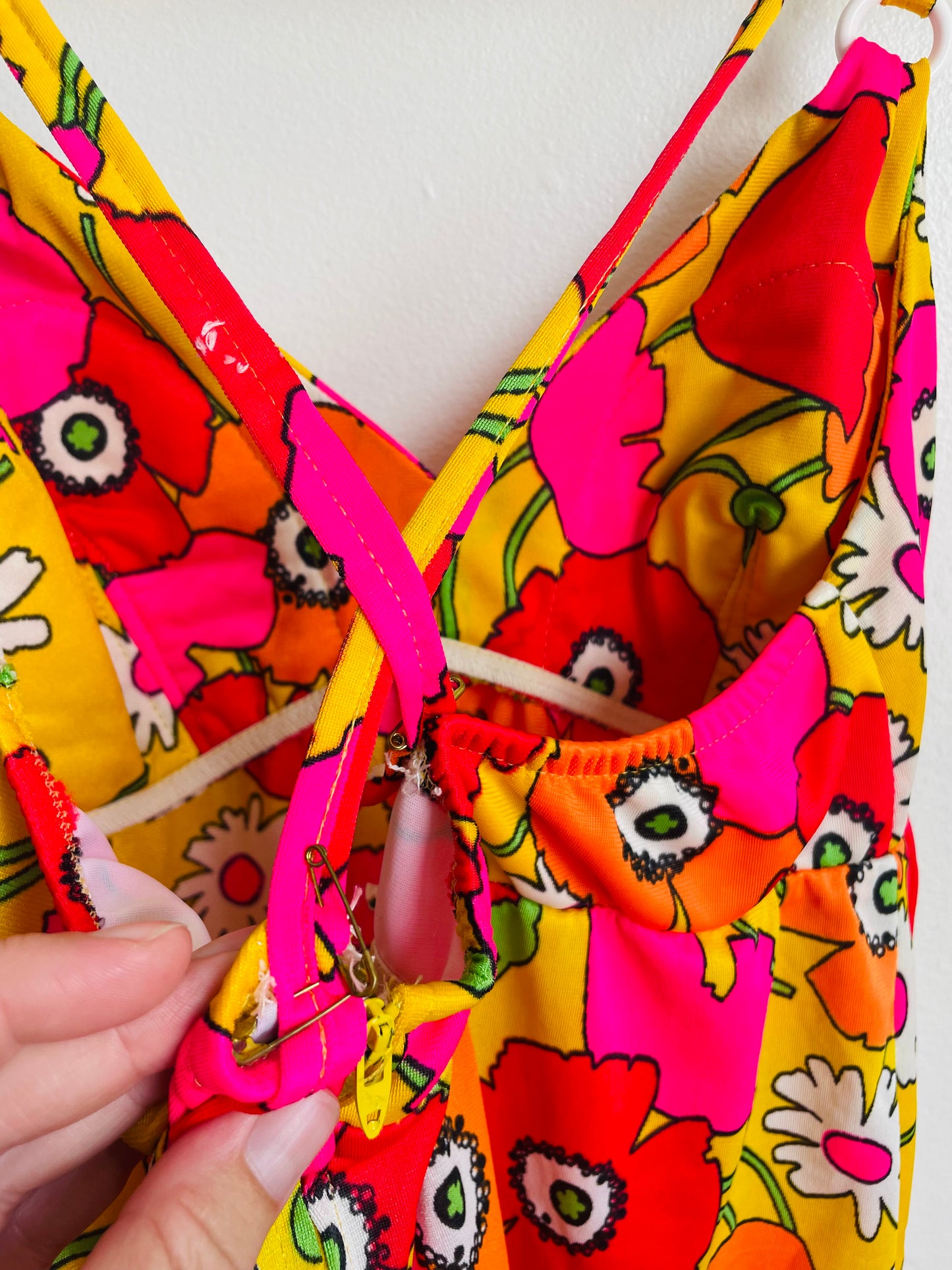 Groovy Sears Junior Bazaar Two Piece Sun Lounge Set or Swimsuit with Bright Flower Pattern - Wear Separately or Together - Bottoms & Tank Top - Please Read