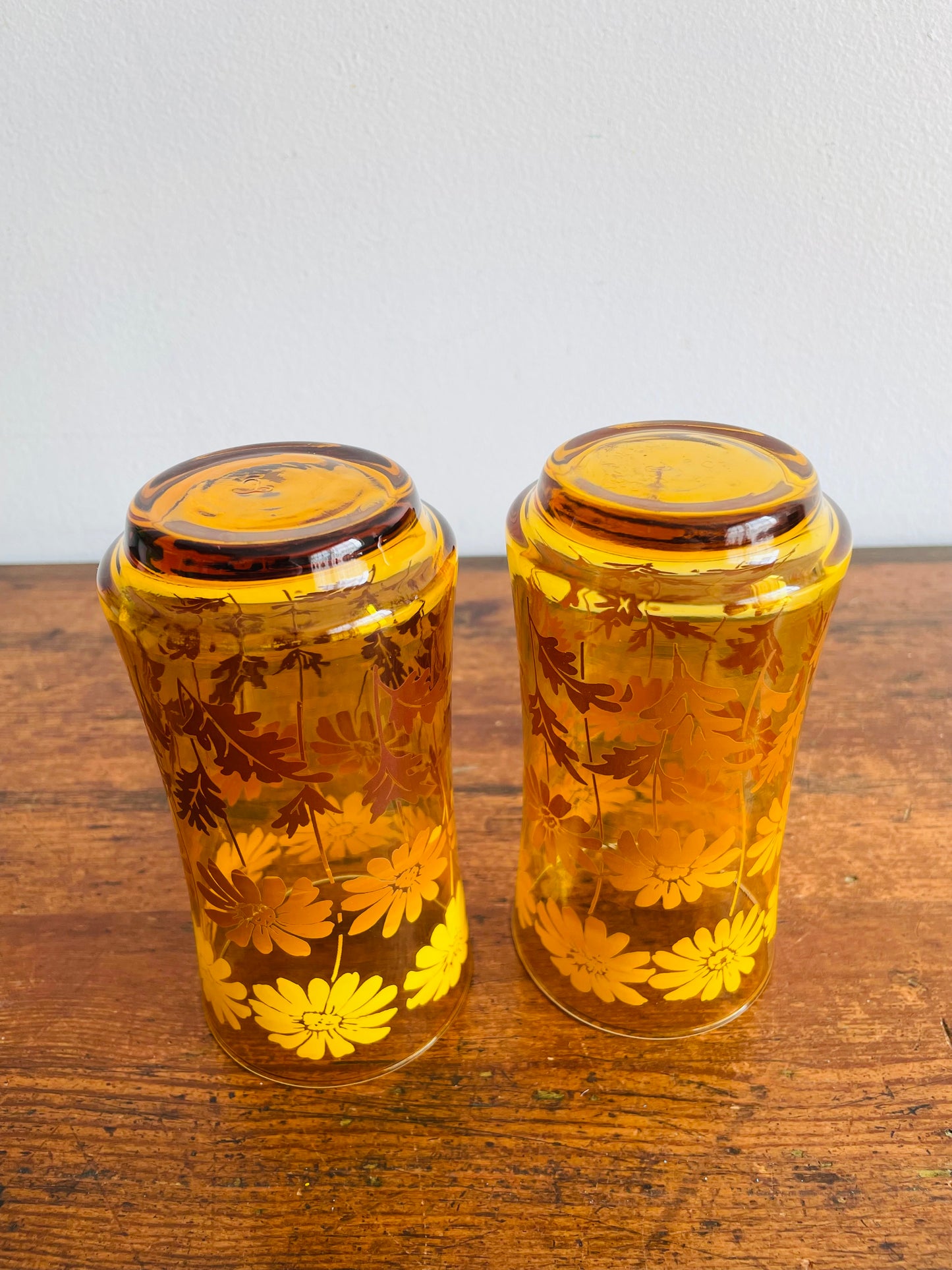 Libbey Amber Ombre Flower Drinking Glasses - Set of 2