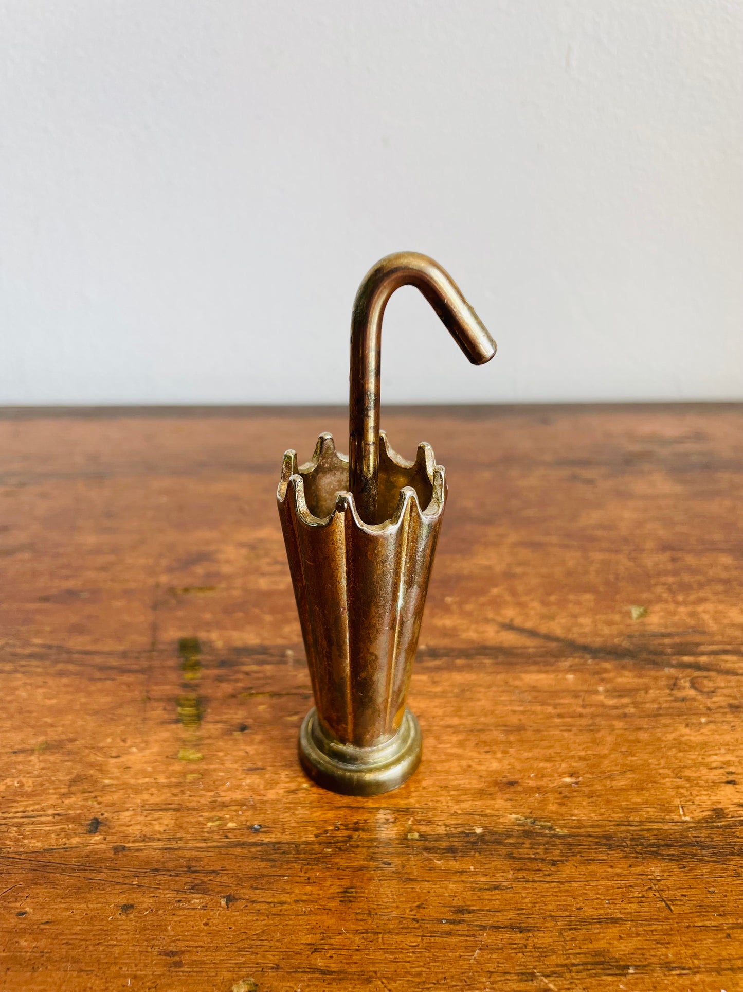Vintage Solid Brass Umbrella Toothpick or Match Holder