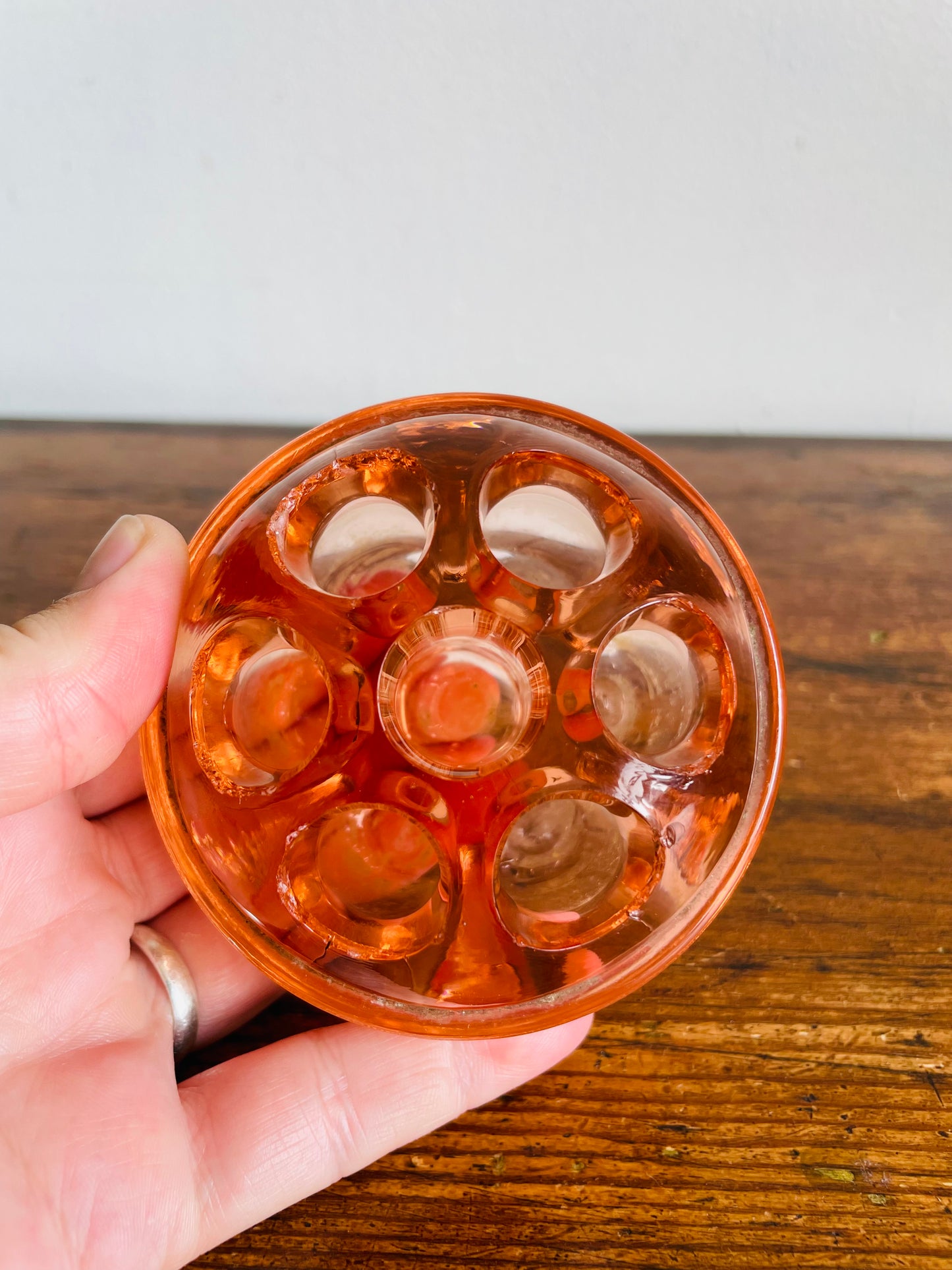 Pink Glass Flower Frog - Also Great for Pens, Makeup Brushes, Etc.