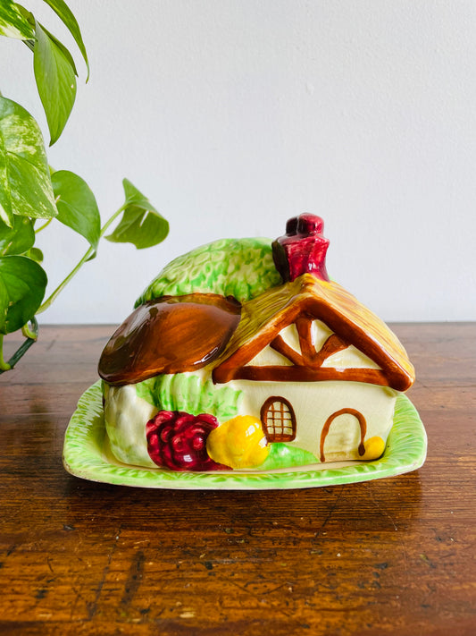 1930s Wade Heath Cottage Covered Butter Dish - Made in England