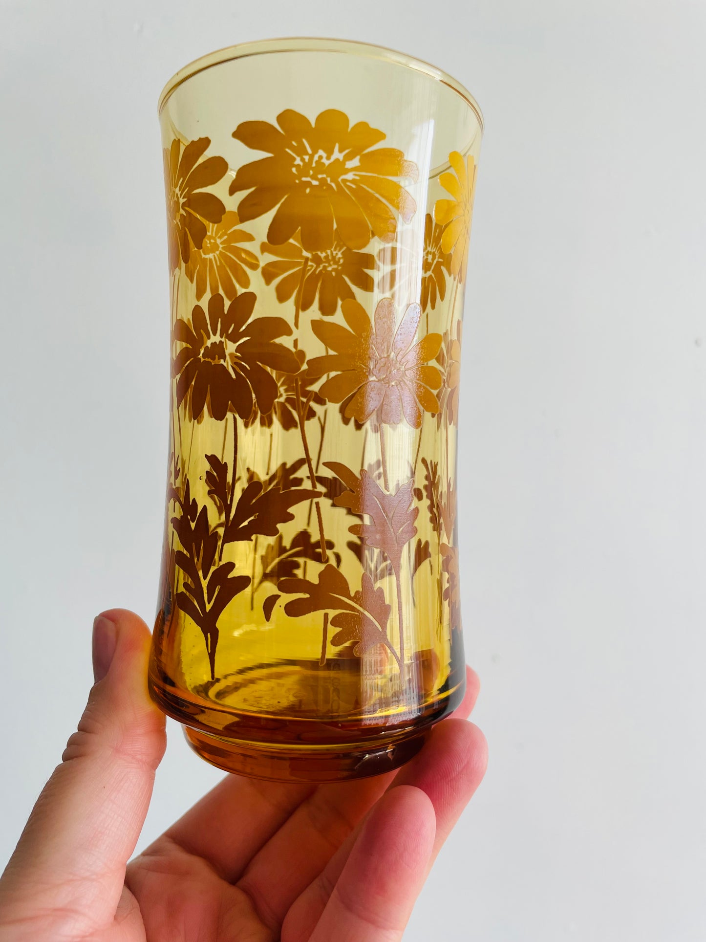 Libbey Amber Ombre Flower Drinking Glasses - Set of 2