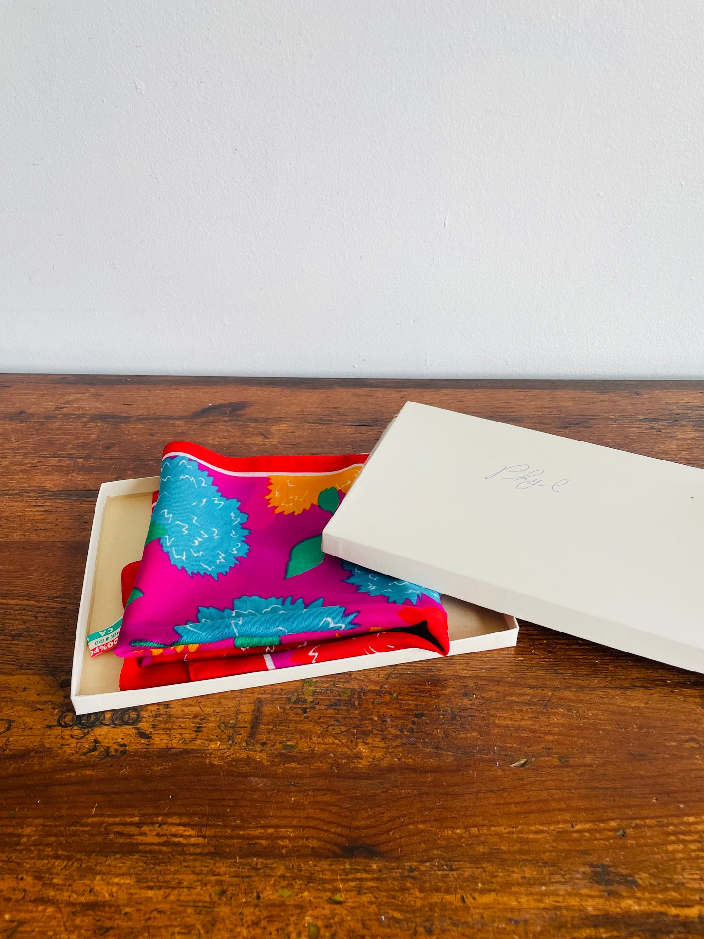 Bright Floral Scarf in Original Gift Box - Made in Italy