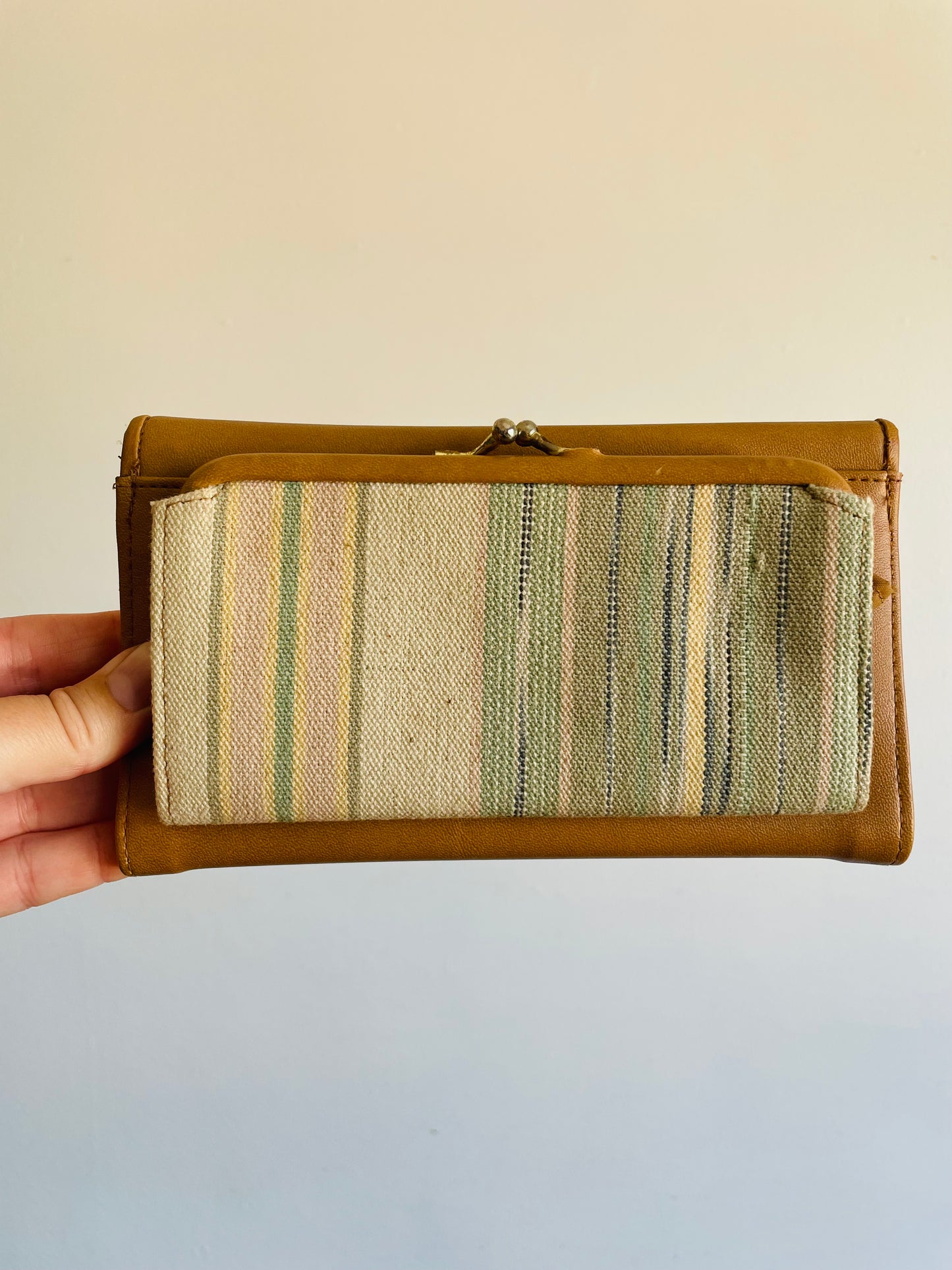Classic Traditions Tan & Pastel Striped Wallet