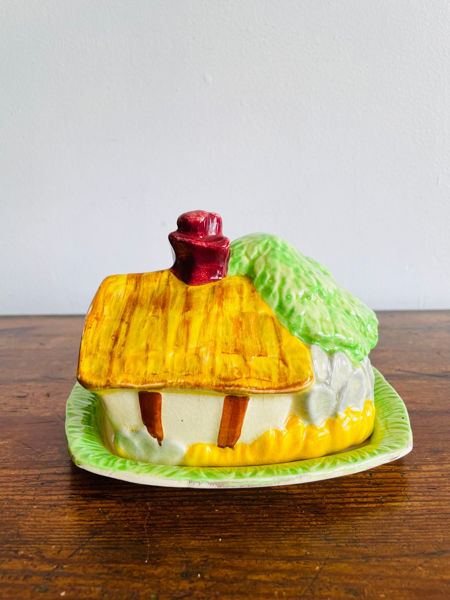 1930s Wade Heath Cottage Covered Butter Dish - Made in England