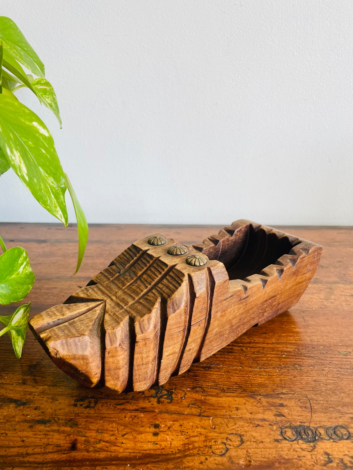 French Carved Wooden Shoe Brush Holder - Also Great for a Plant or Business Cards - Found in Dublin, Ireland