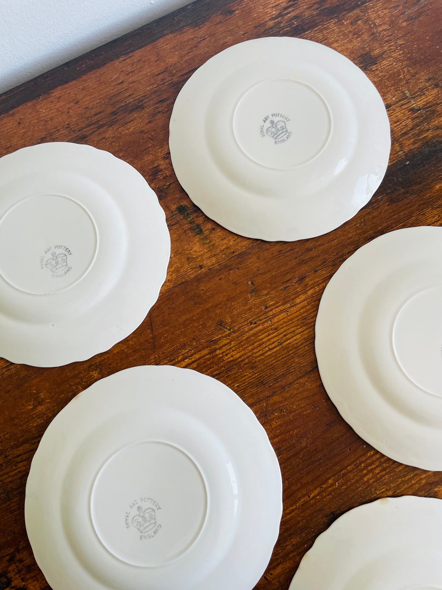 White Royal Art Pottery English Ironstone 7" Side Dish Plates - Set of 5