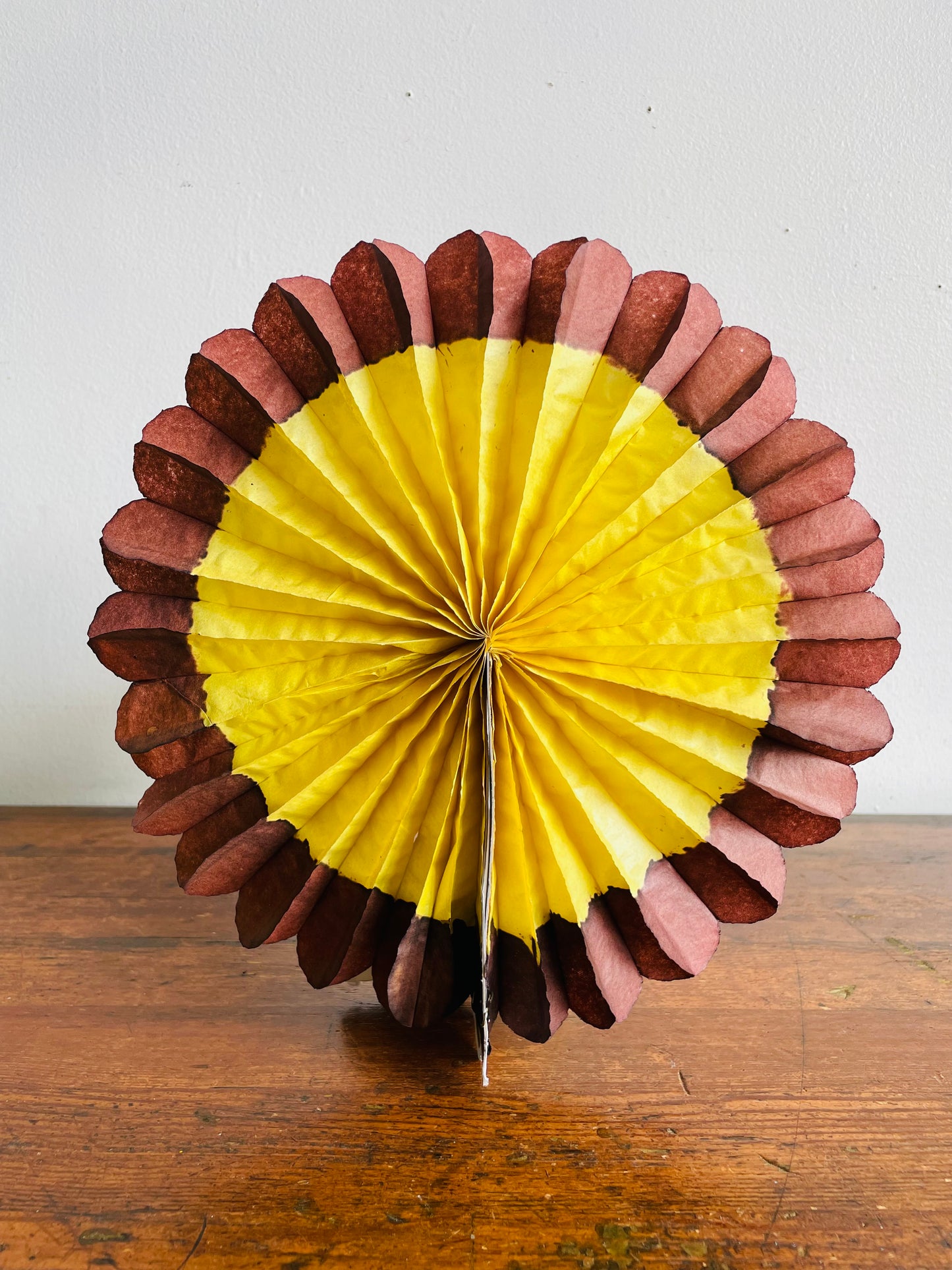 Vintage Cardboard & Tissue Paper Standing Turkey Honeycomb Decoration - Thanksgiving & Autumn Decor