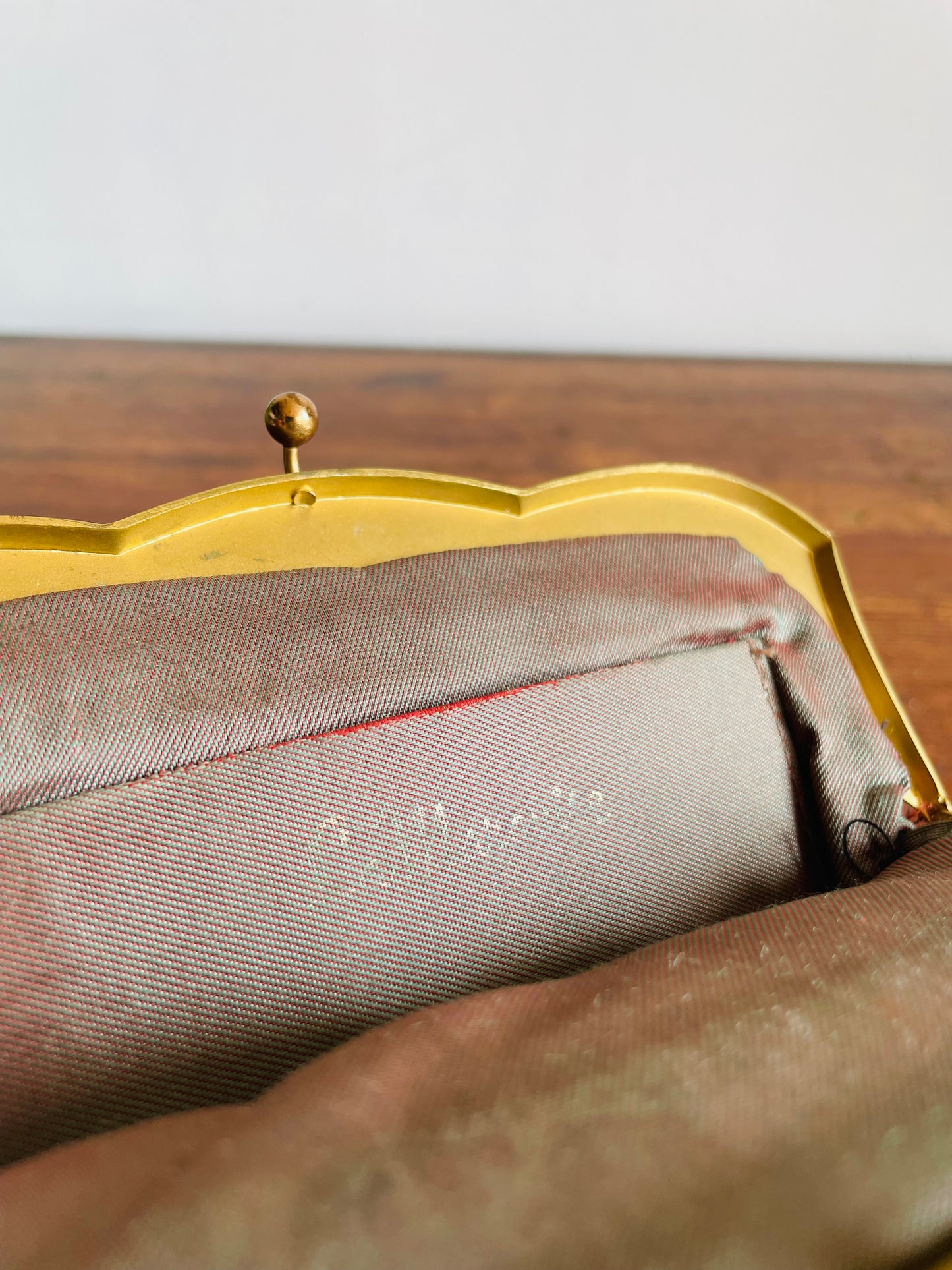 La Marquise Romantic French Tapestry Evening Bag Purse on Brass Chain