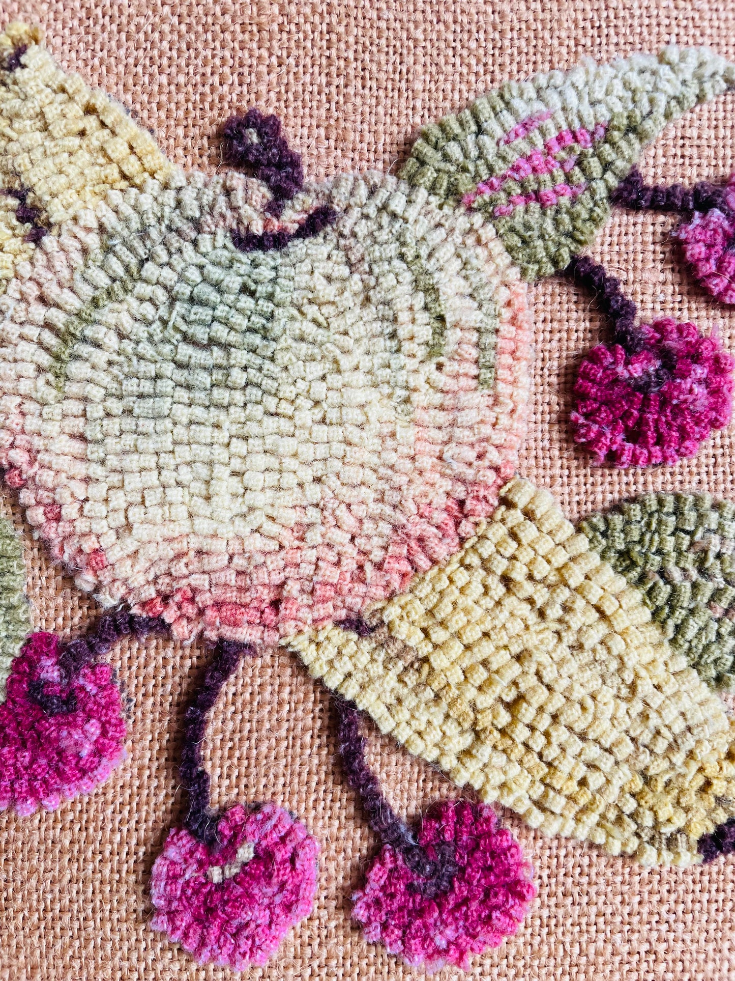Fruit Rug Hook Embroidery Picture with Apple, Banana & Cherries
