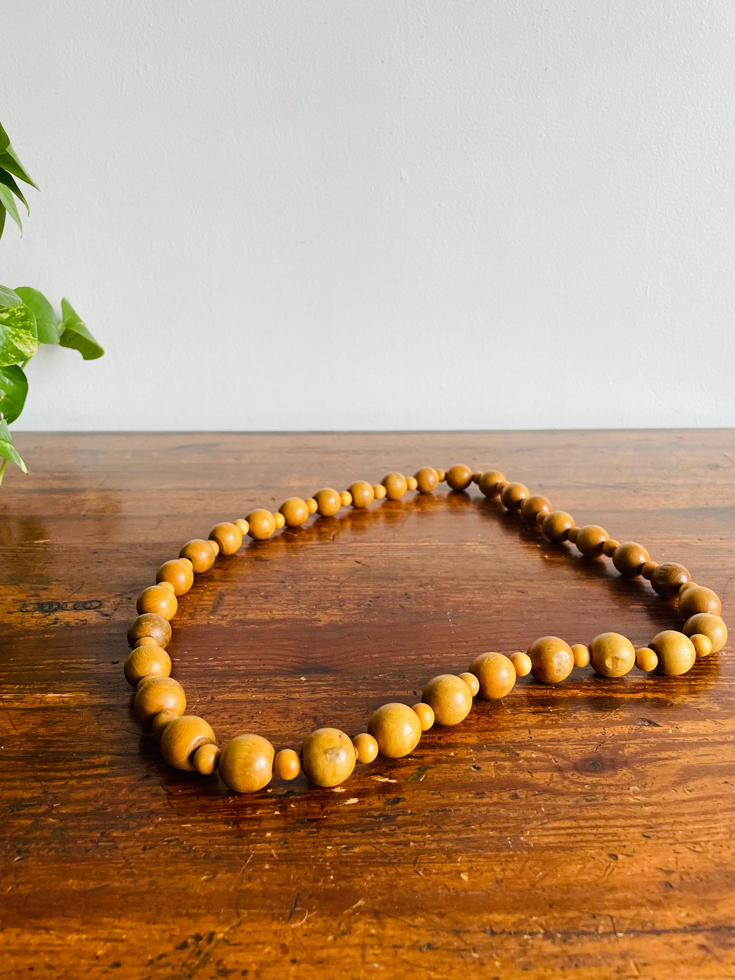 Solid Wood Beads on Rope - Necklace or Decor Piece