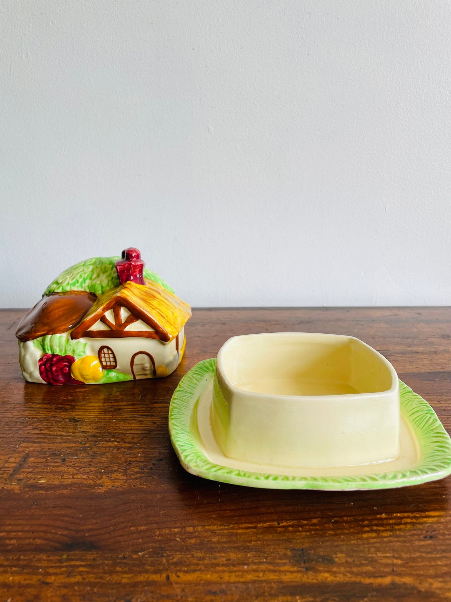 1930s Wade Heath Cottage Covered Butter Dish - Made in England