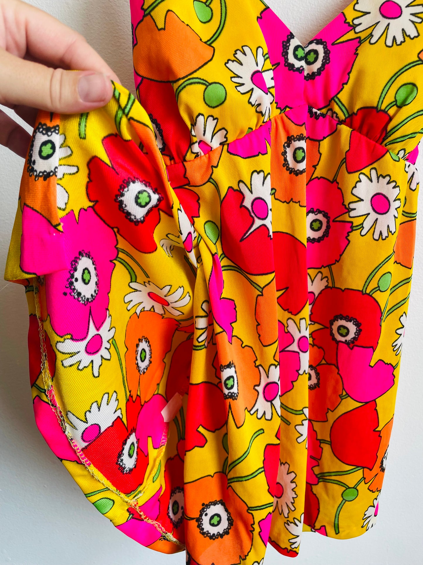 Groovy Sears Junior Bazaar Two Piece Sun Lounge Set or Swimsuit with Bright Flower Pattern - Wear Separately or Together - Bottoms & Tank Top - Please Read