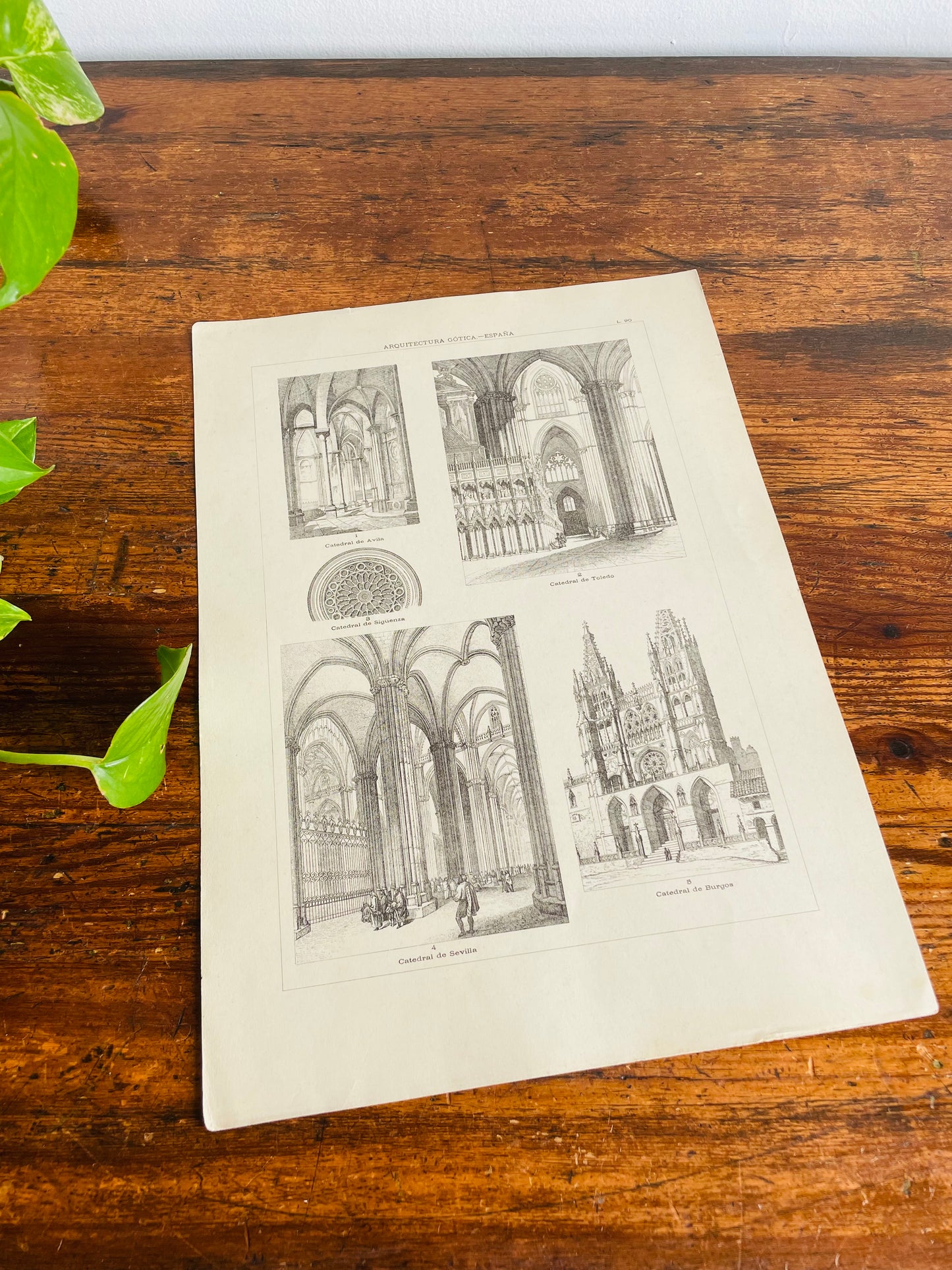 Gothic Architecture of Spain Page Print from Book # 2 - Found in Lisbon, Portugal