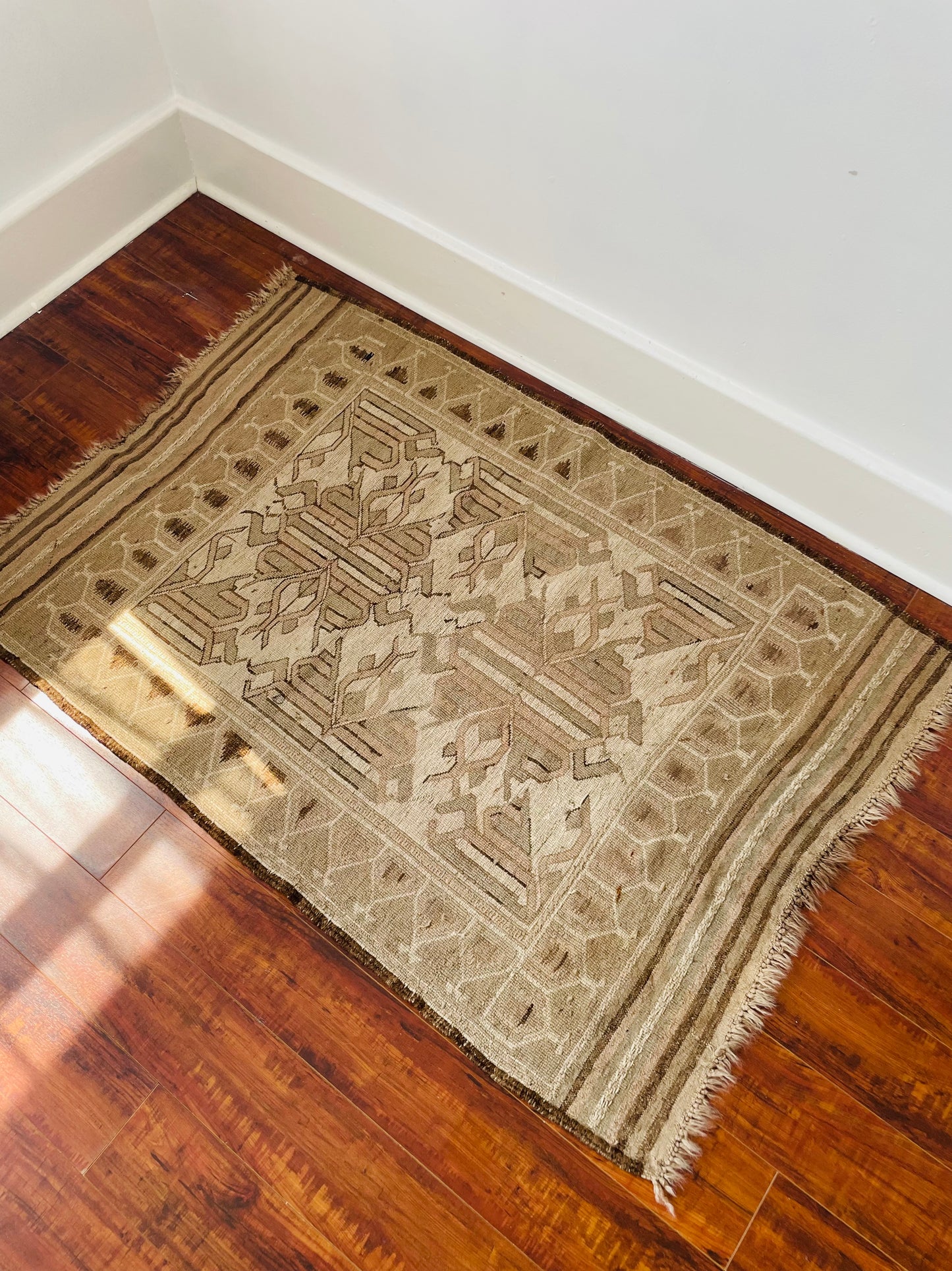 Hand Knotted Throw Rug with Beautiful Design