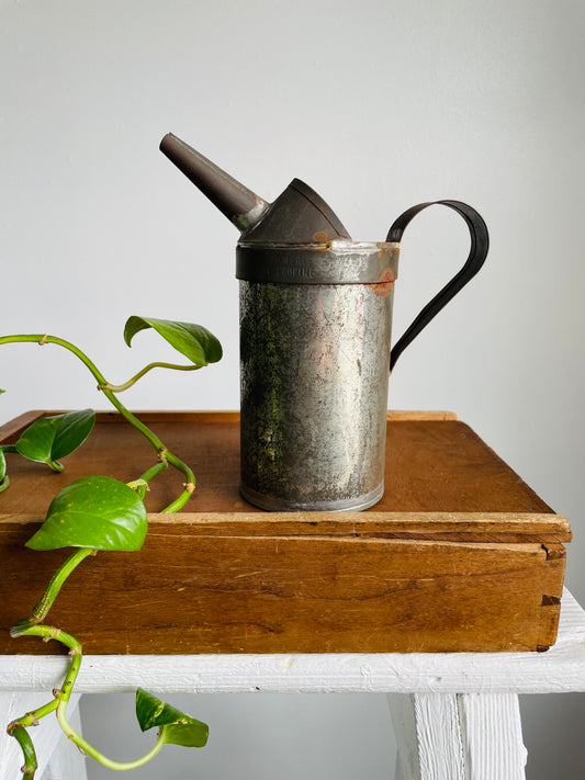 Rustic Farmhouse Oil Can Pitcher with Pour Spout & Handle - Great for Flowers!