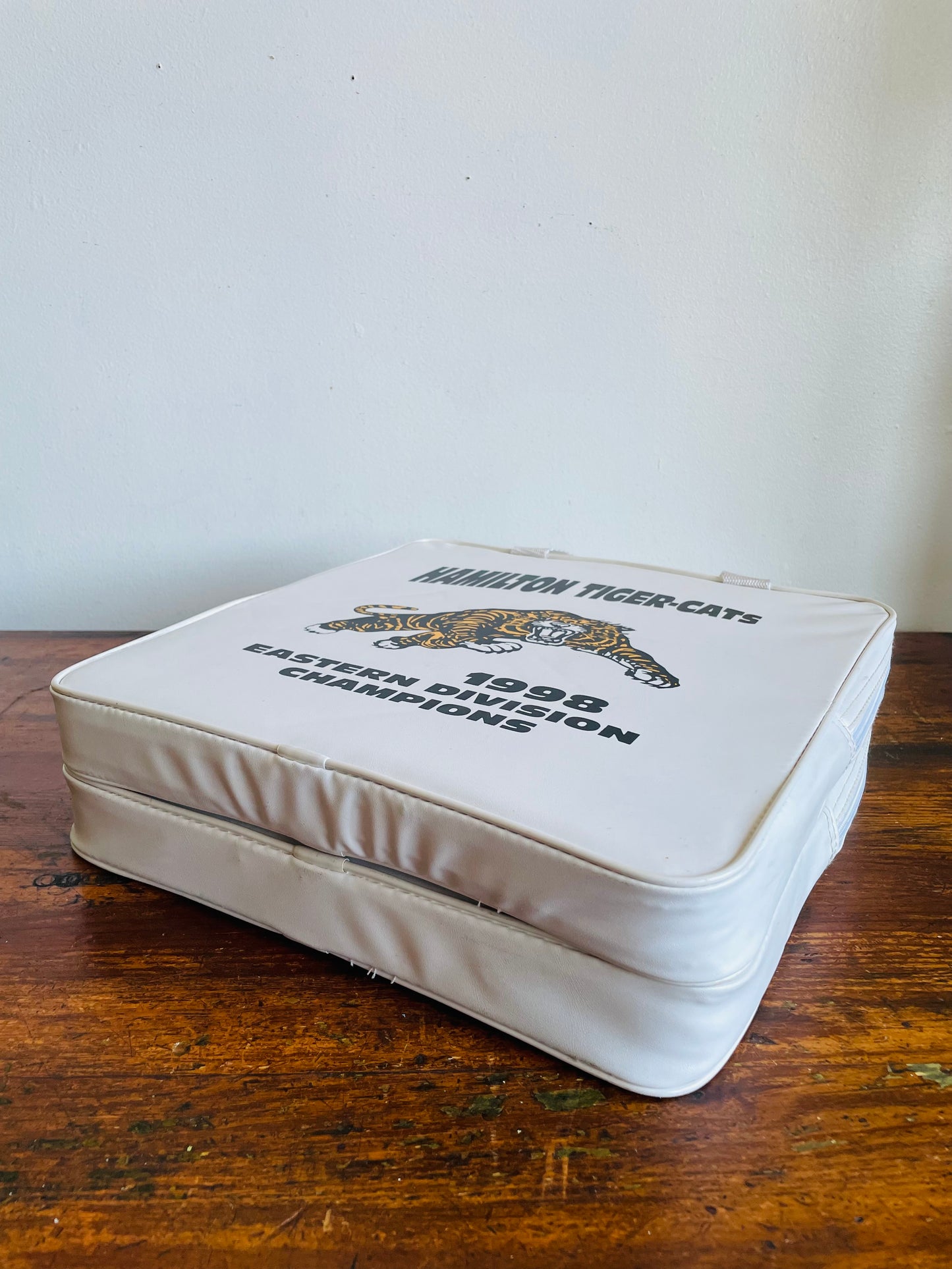 Vintage Hamilton Tiger-Cats Football 1998 Eastern Division Champions Stadium Seat Cushions with Handles - Set of 2