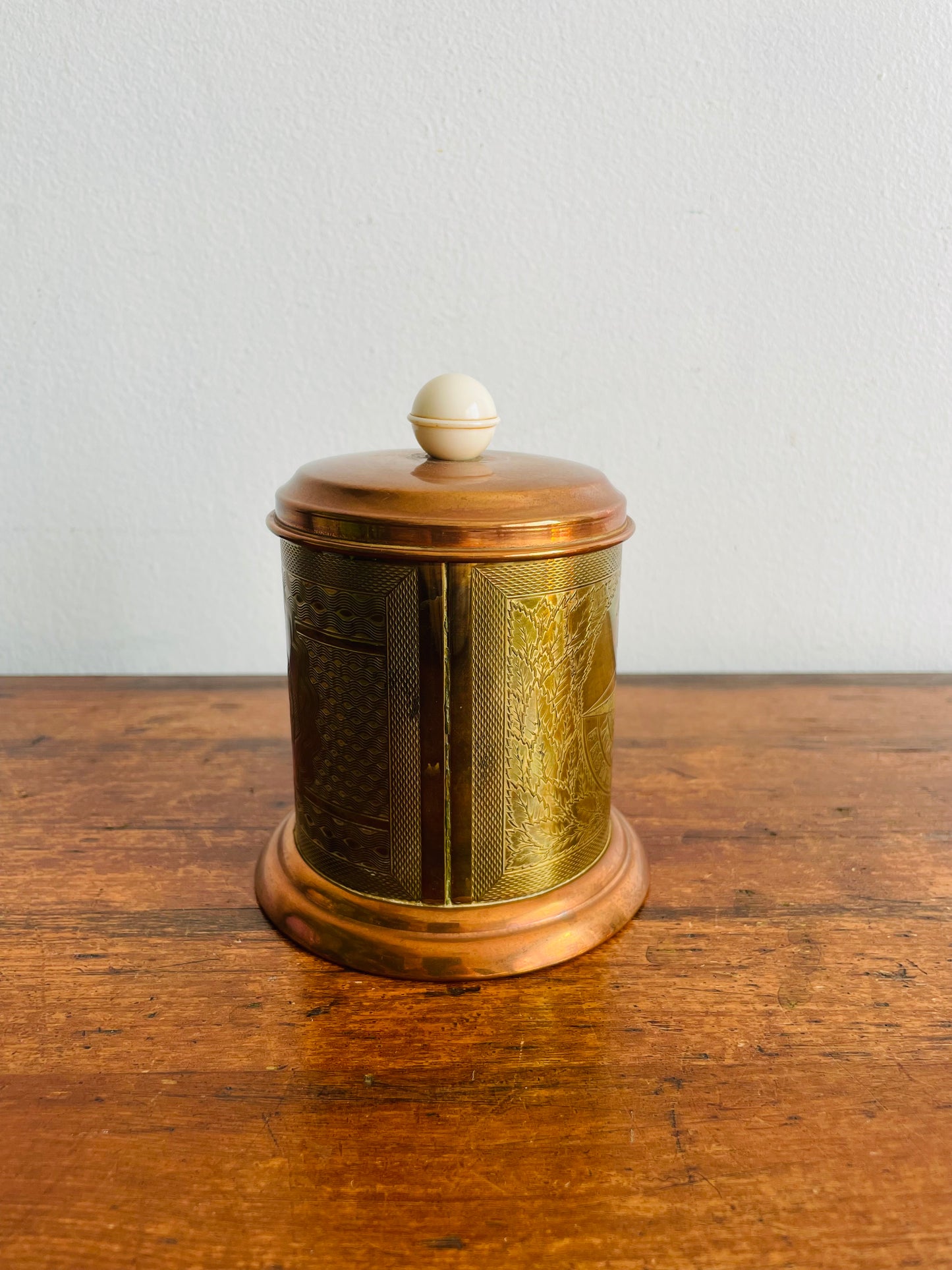 1951 Copper & Brass Tea Canister Jar - Festival of Britain