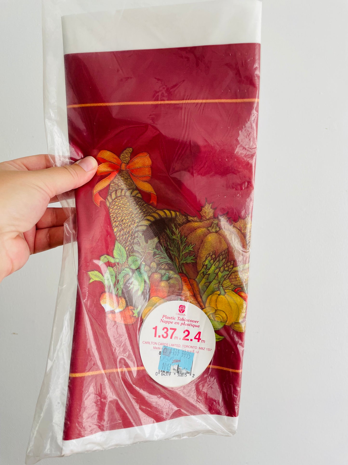 Brand New Vintage Carlton Cards Thanksgiving Plastic Tablecloth Tablecover