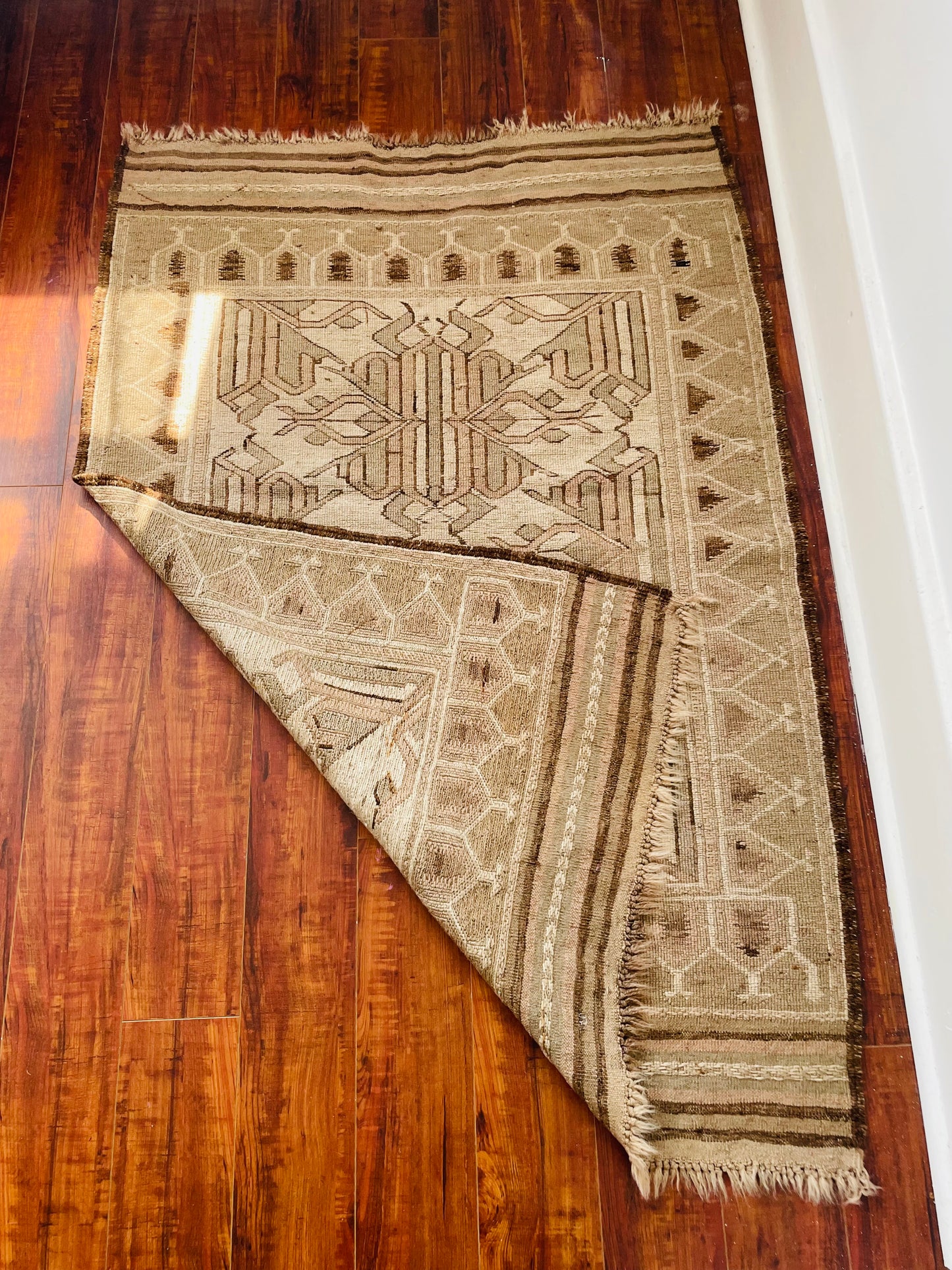 Hand Knotted Throw Rug with Beautiful Design