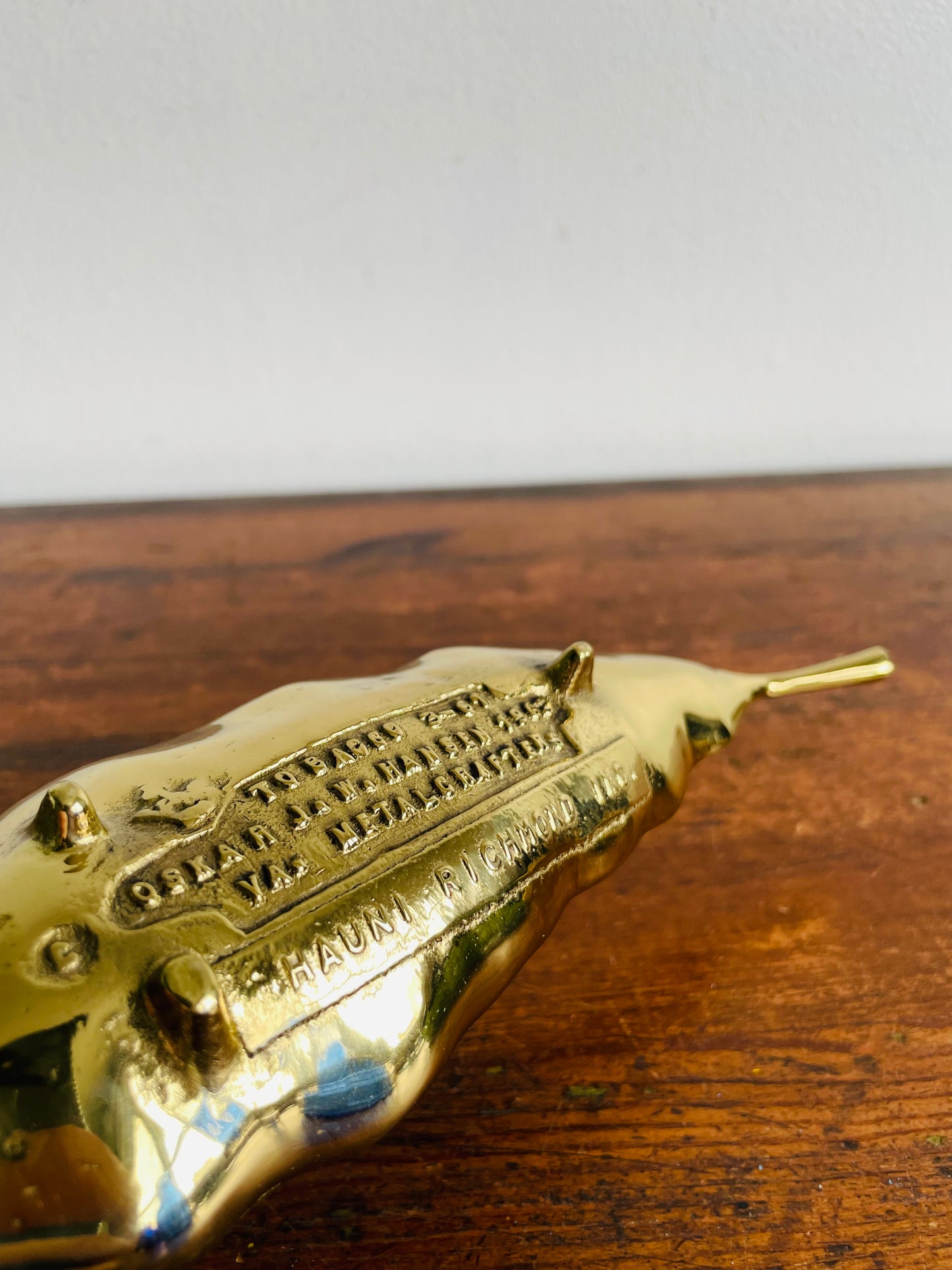Oskar J. W. Hansen 1963 Brass Tobacco Leaf Dish 3-61 - Virginia Metalcrafters - Hauni Richmond Inc.