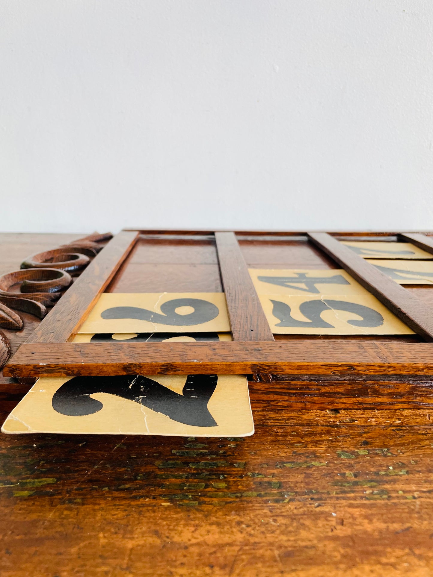 Antique Victorian Oak Wood Hymn Display Board - Includes 9 Number Cards - Found at Alberton Presbyterian Church, Alberton, Ontario (Built in 1878) - Church Salvage