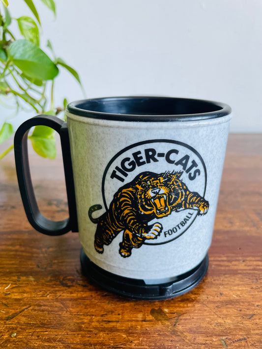 Vintage Hamilton Tiger-Cats Football Plastic Travel Mug with Dashboard Sticky Removable Base