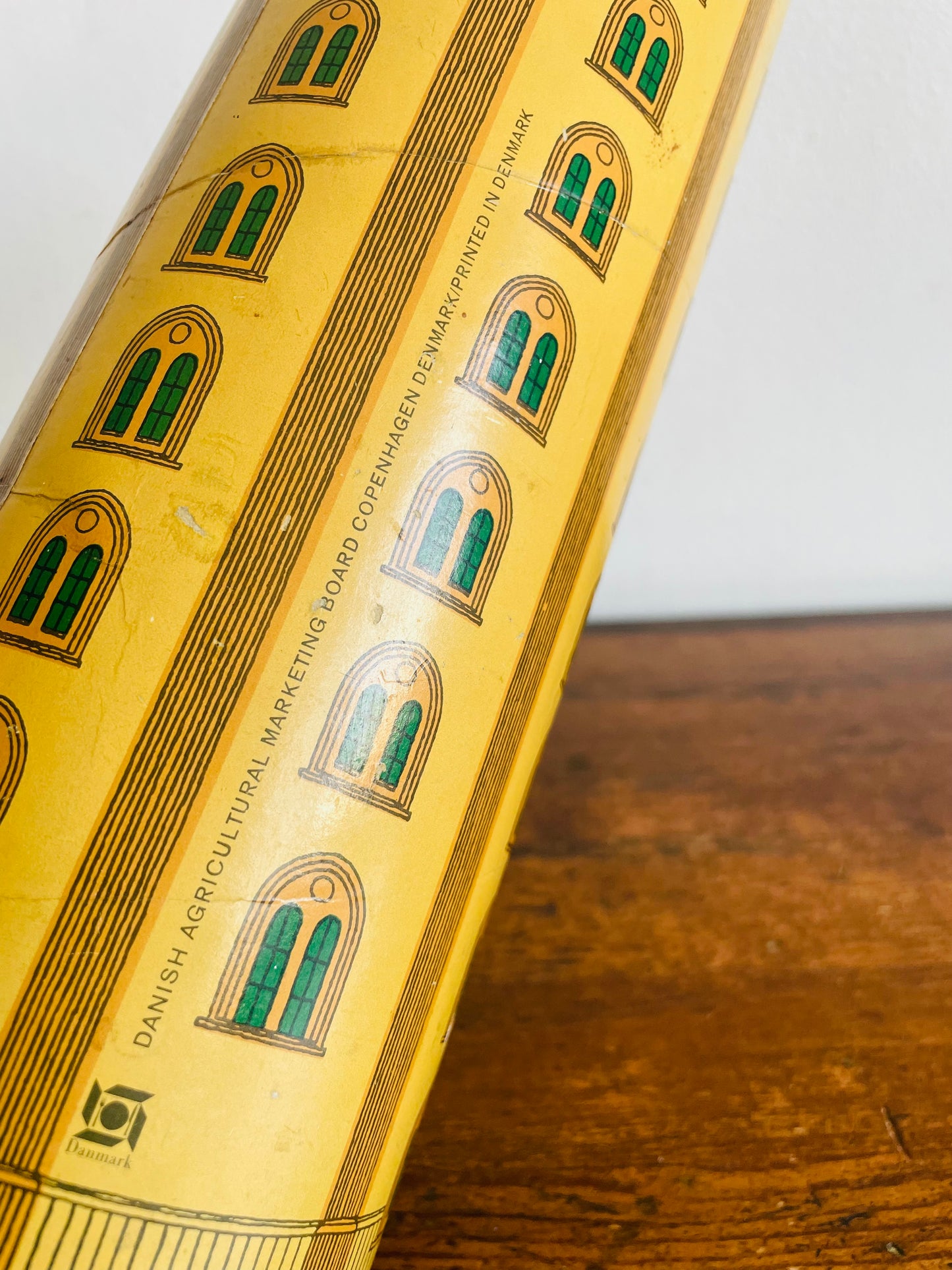 Vintage Cardboard & Metal Canister with Lid - Danish Agricultural Marketing Board Copenhagen - Made in Denmark