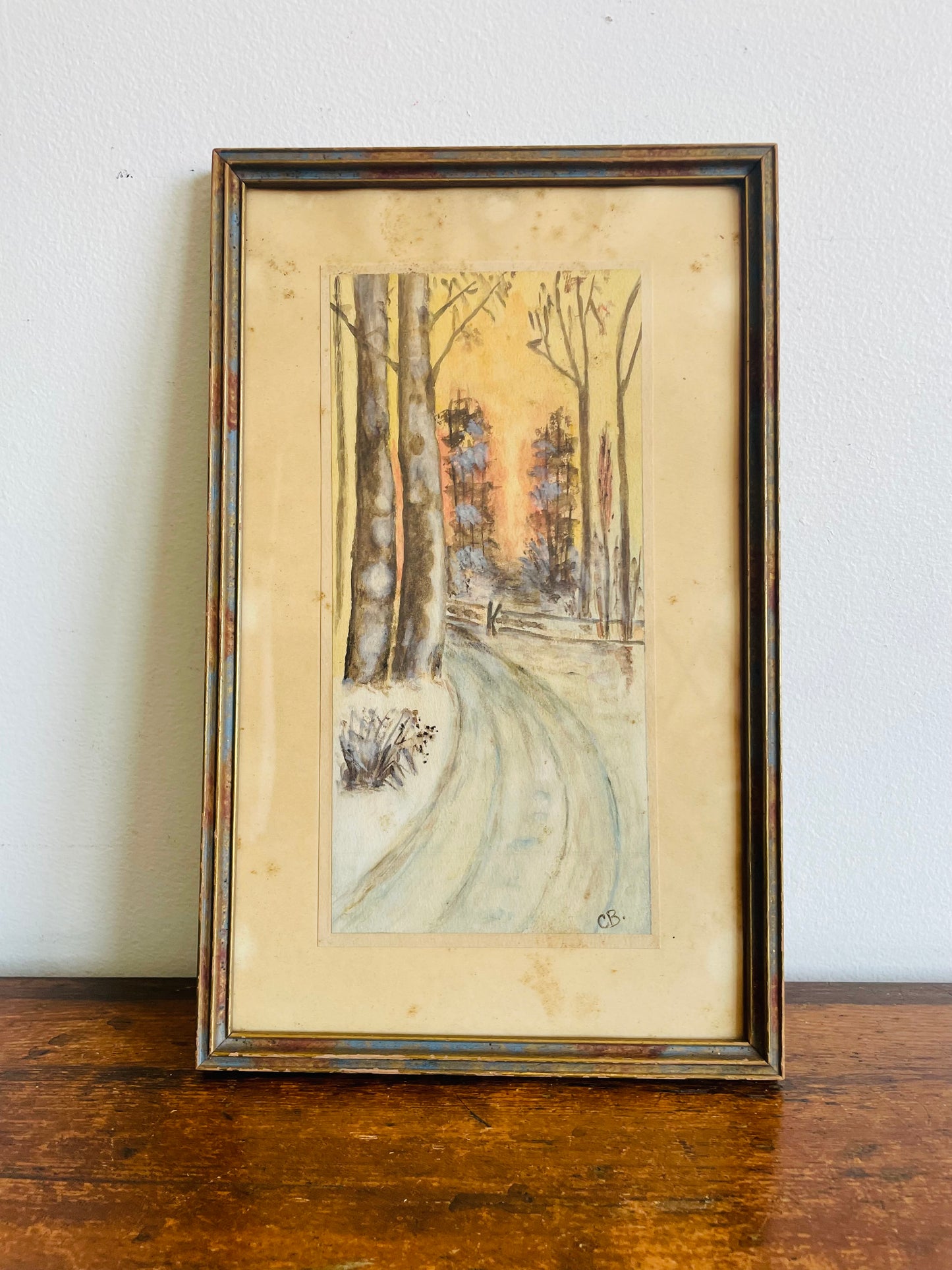 Original Art Watercolour Painting of Path Leading Through Forest - Possibly Antique - Artist Signed