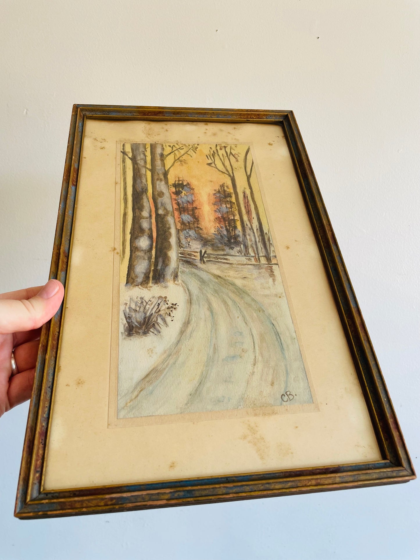 Original Art Watercolour Painting of Path Leading Through Forest - Possibly Antique - Artist Signed