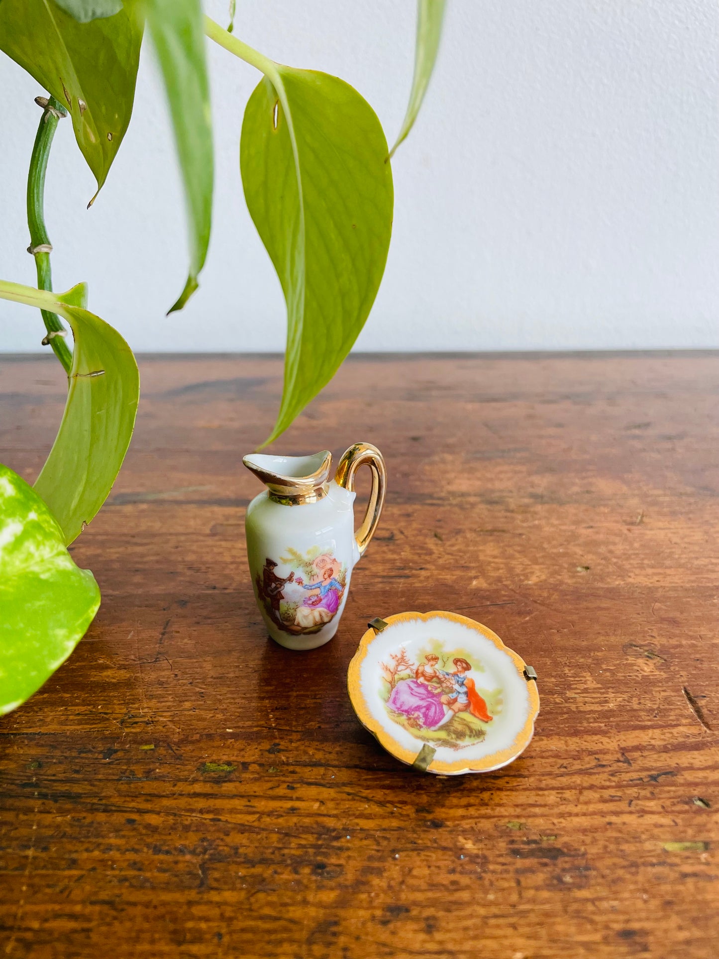 Limoges France Porcelain Dollhouse Miniatures - Pitcher & Plate