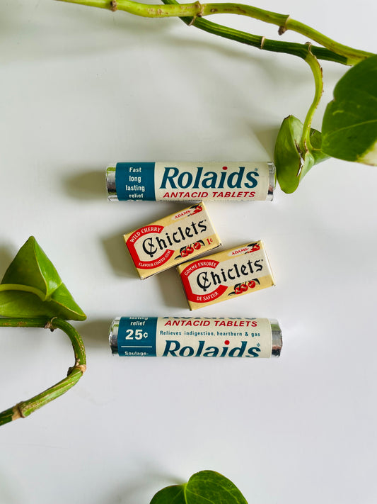 Vintage Brand New Packages of Rolaids & Wild Cherry Chiclets - Fun Marketing / Advertising - Not for Consumption!