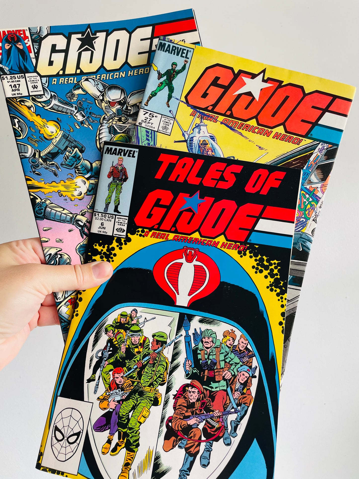 Vintage 1984, 1988, 1994 Marvel G.I. Joe Comic Book Bundle - Includes 3 Comics - Issue 6, Issue 27, Issue 147 - Tales of G.I. Joe