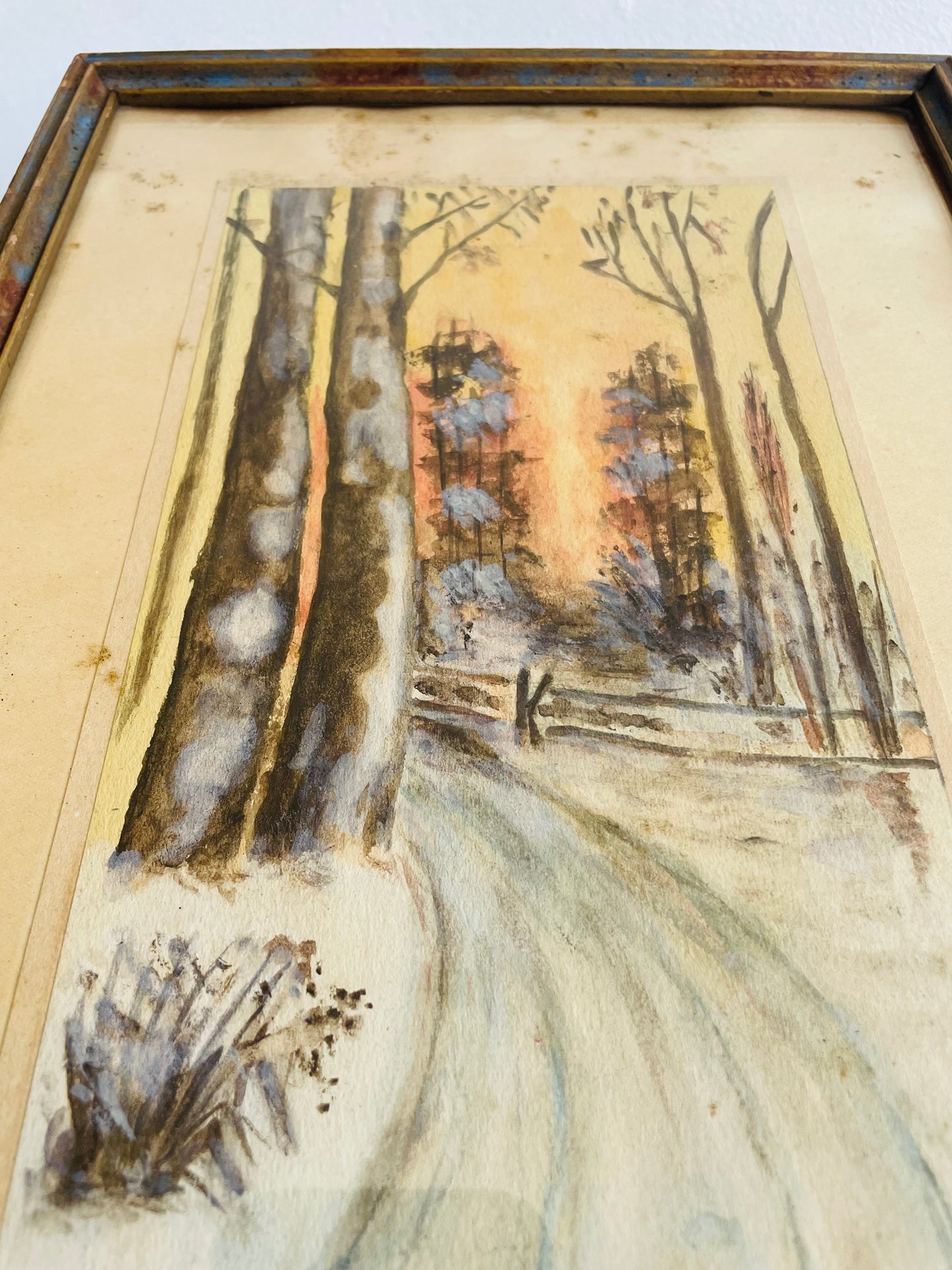 Original Art Watercolour Painting of Path Leading Through Forest - Possibly Antique - Artist Signed