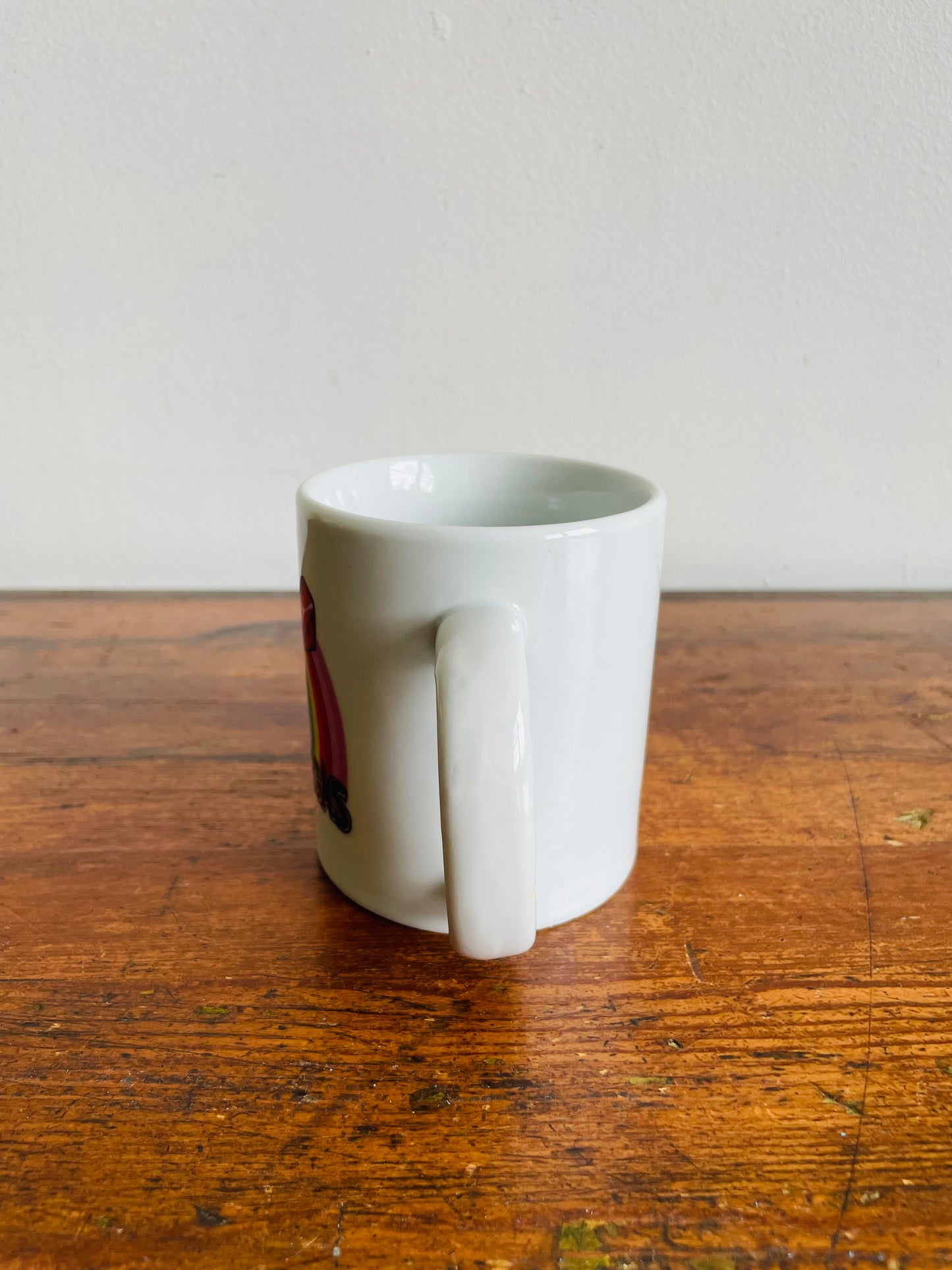 White Las Vegas Mug with Rainbow & Red Dice Graphic