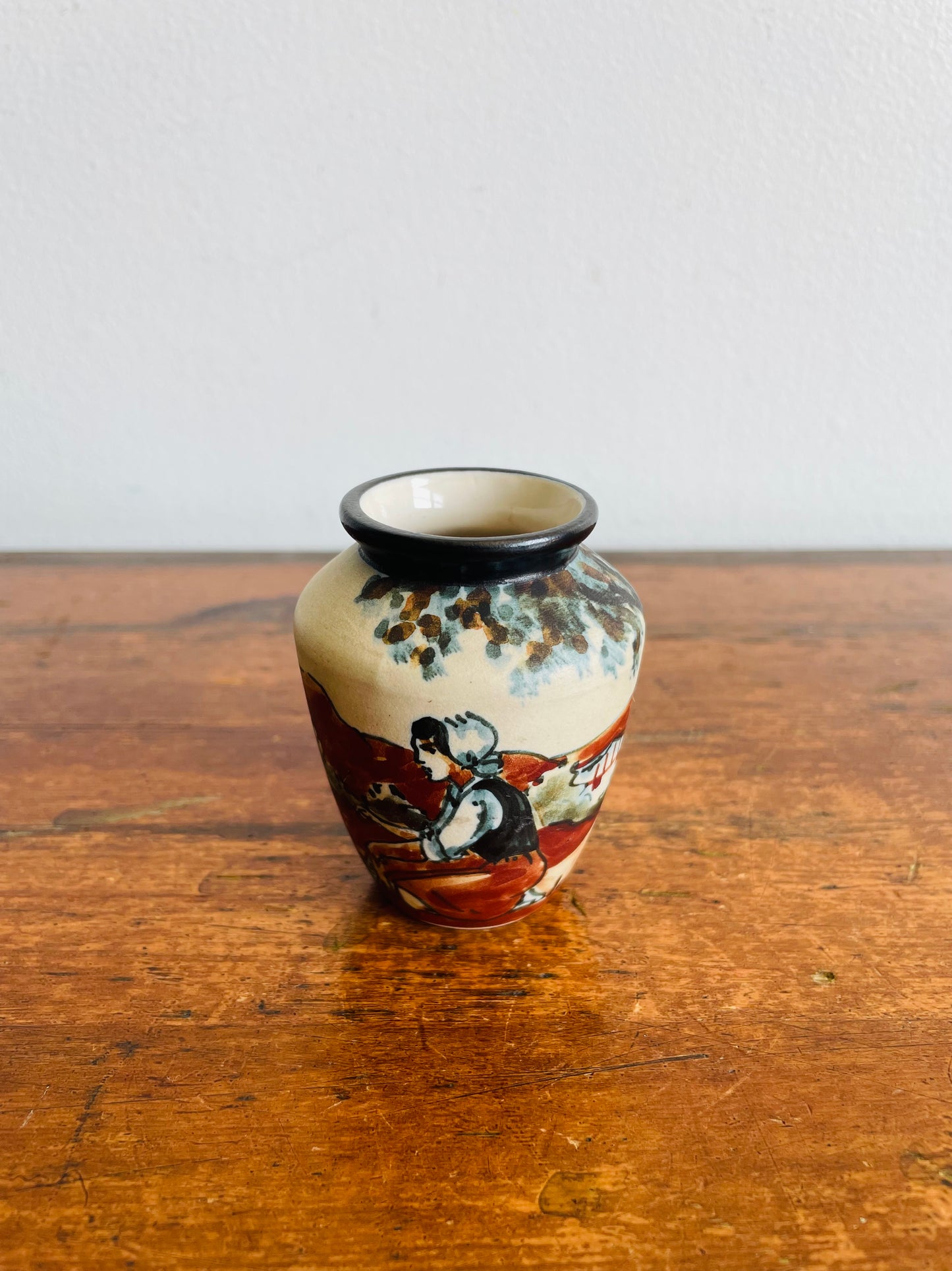 RF Ciboure Pottery Vase from French Basque Country - Signed by Artist Anne Marie (A.) Grillard - Found in Limerick, Ireland
