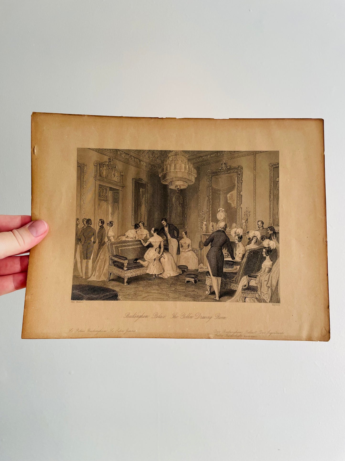 Albert & Victoria Buckingham Palace The Yellow Drawing Room Lithograph Print Picture