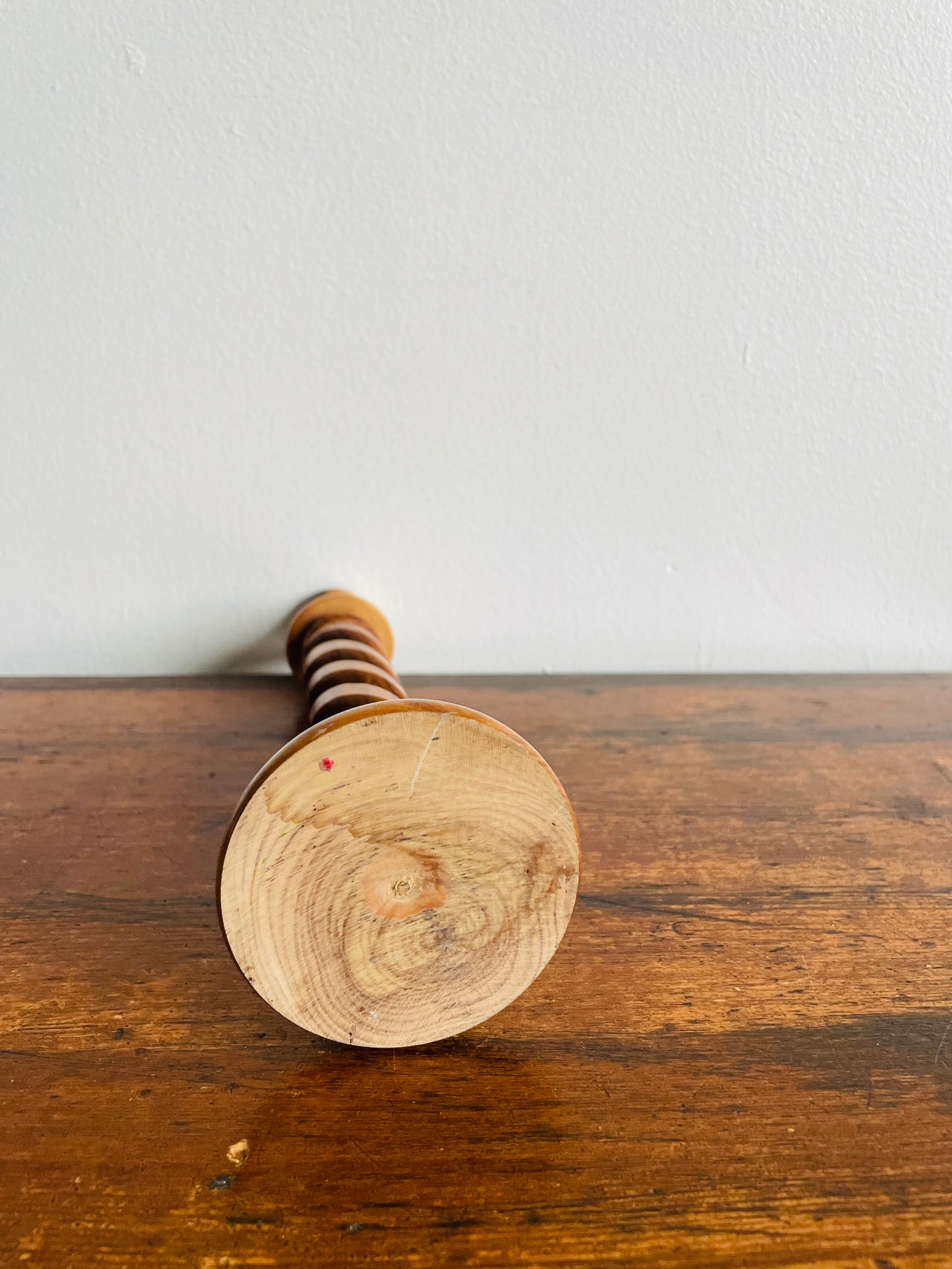 Olive Wood Twisted Spiral Candlestick Holder with Open Barley-Twist