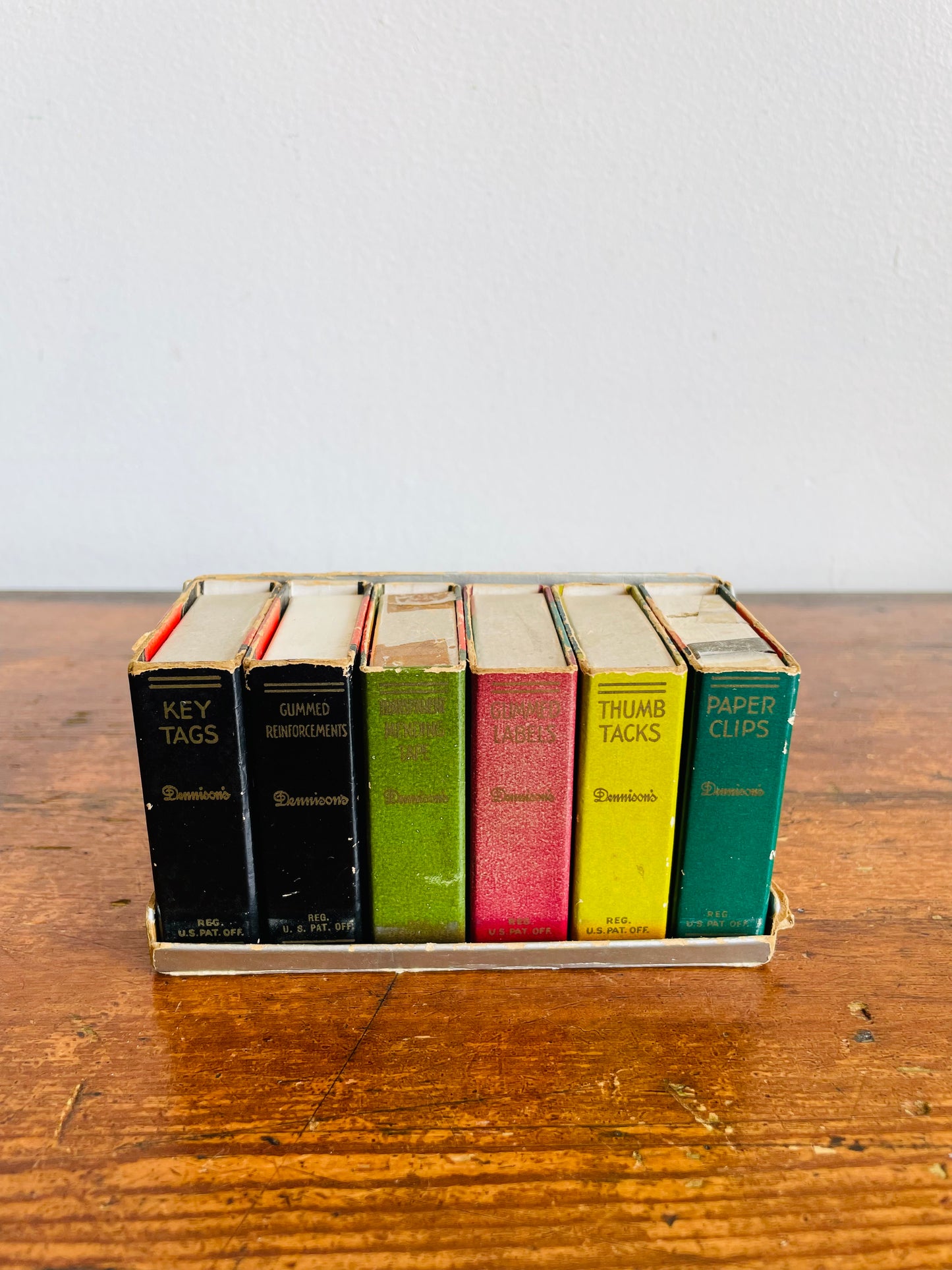 Vintage 1950s Dennison's Miniature Cardboard Bookshelf with Office Supply Book Boxes - Adorable Gift for the Bookworm!