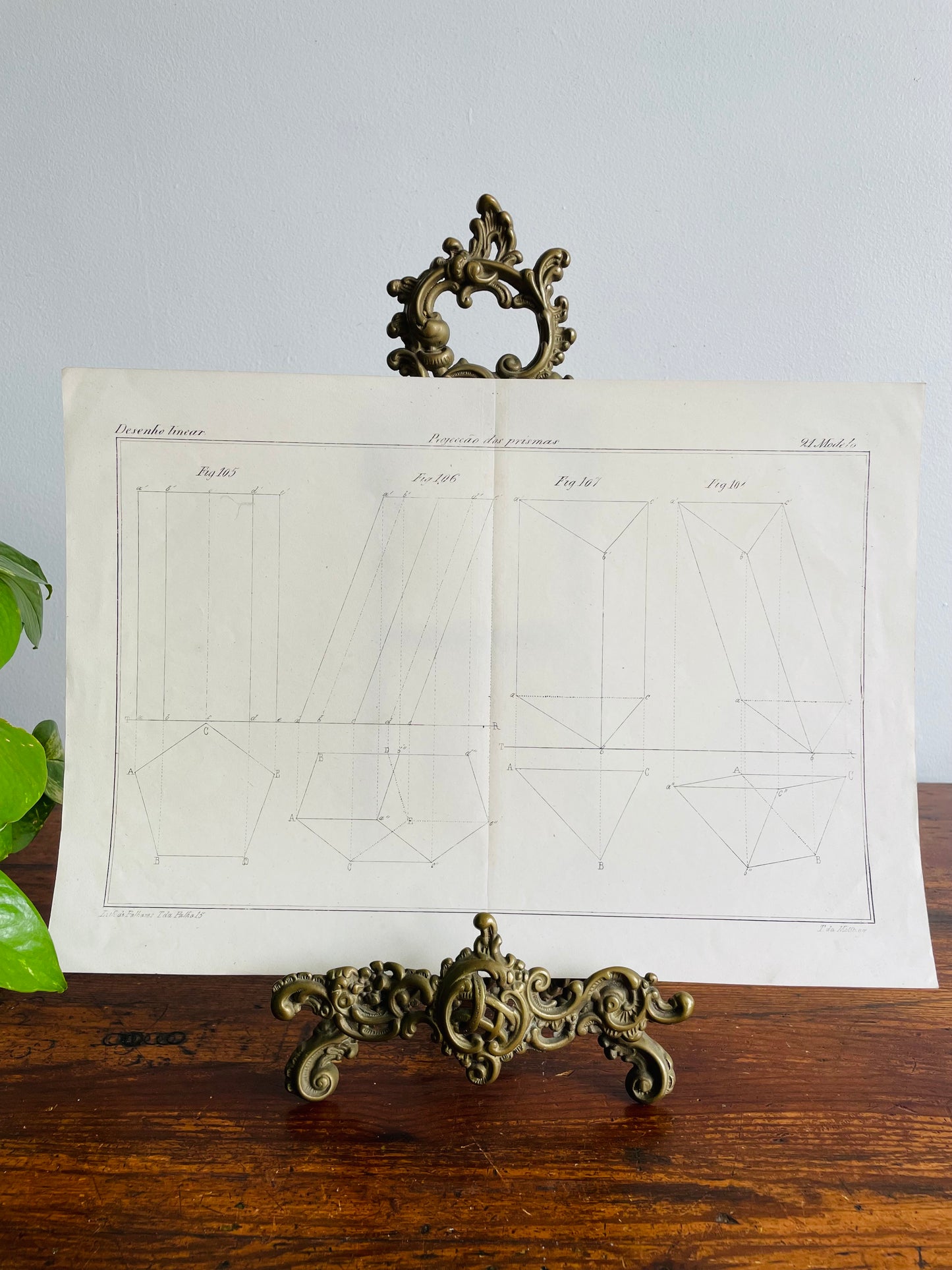 Antique Architecture Art Student Portfolio Drawing - Projection of Prisms # 2 - Found in Lisbon, Portugal