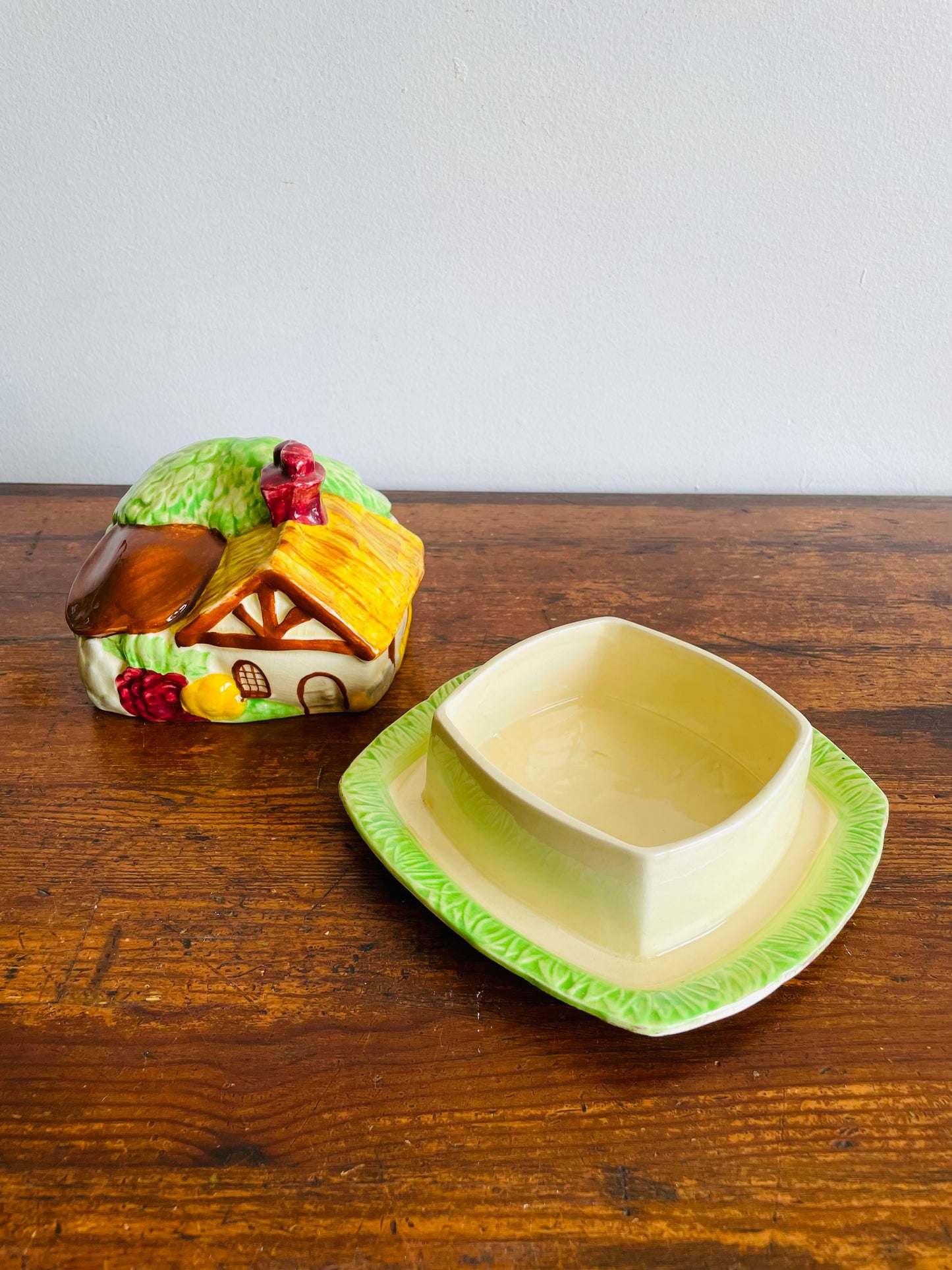 1930s Wade Heath Cottage Covered Butter Dish - Made in England