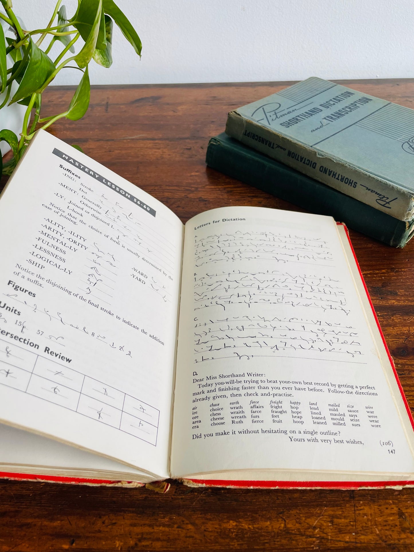 Shorthand Clothbound Hardcover Book Bundle - Set of 3 - Pitman Shorthand Dictation & Transcription, New Basic Course in Pitman Shorthand (1962), & Steps to Success in Shorthand Book II (1948)