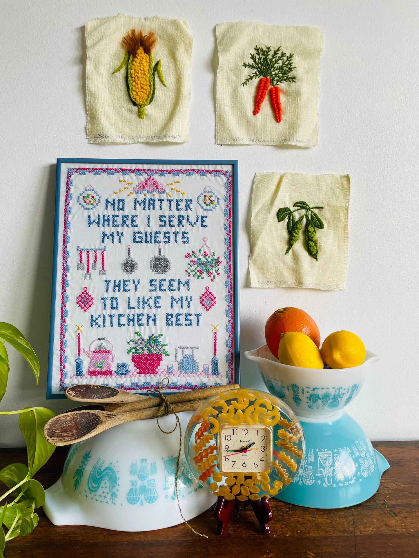 No Matter Where I Serve My Guests They Seem to Like My Kitchen Best - Adorable & Bright Cross Stitch Embroidery Picture