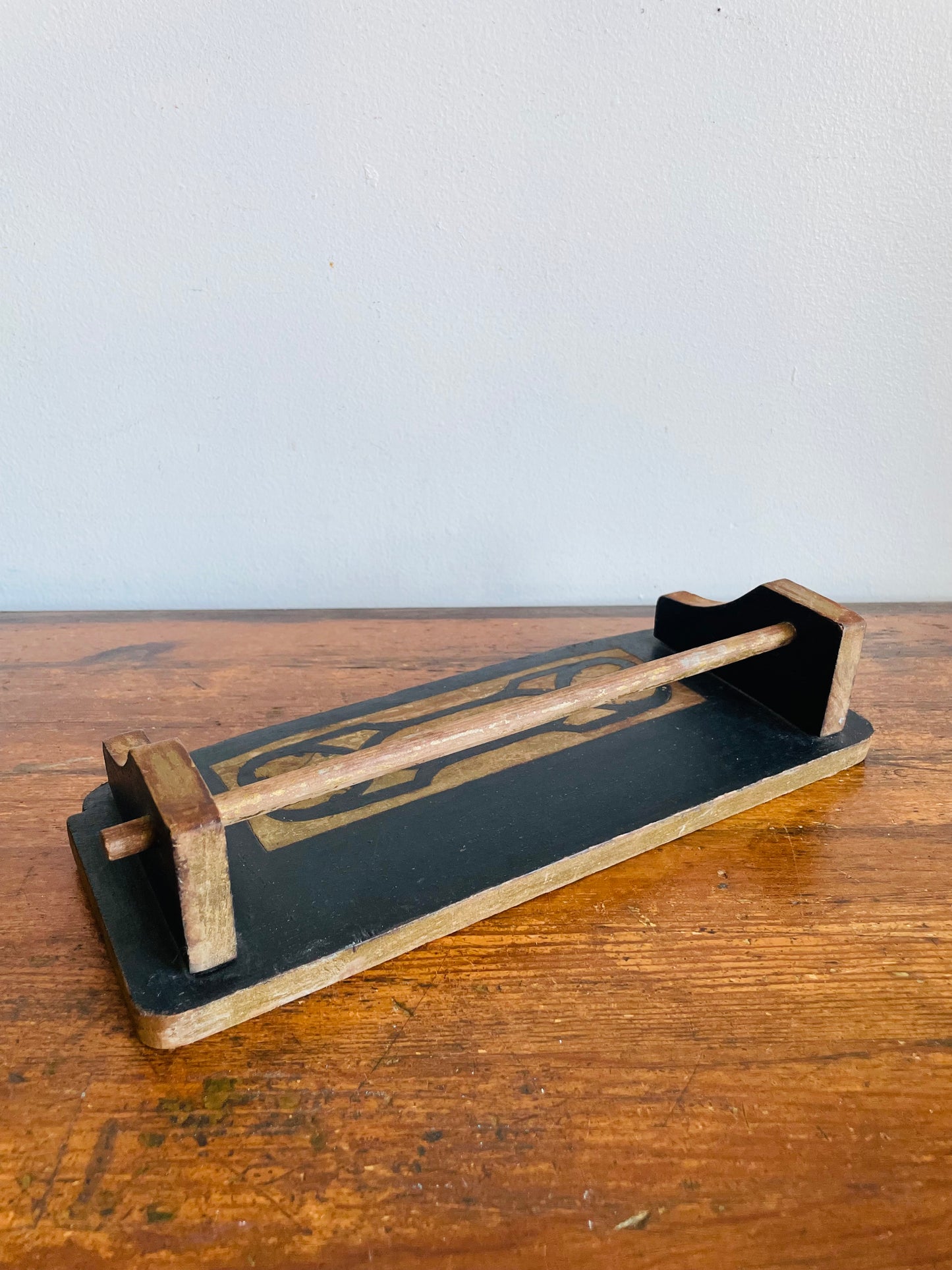 Vintage Handmade Carved Wood Kitchen Dishcloth or Hand Towel Rack - Could Also Hang Necklaces!
