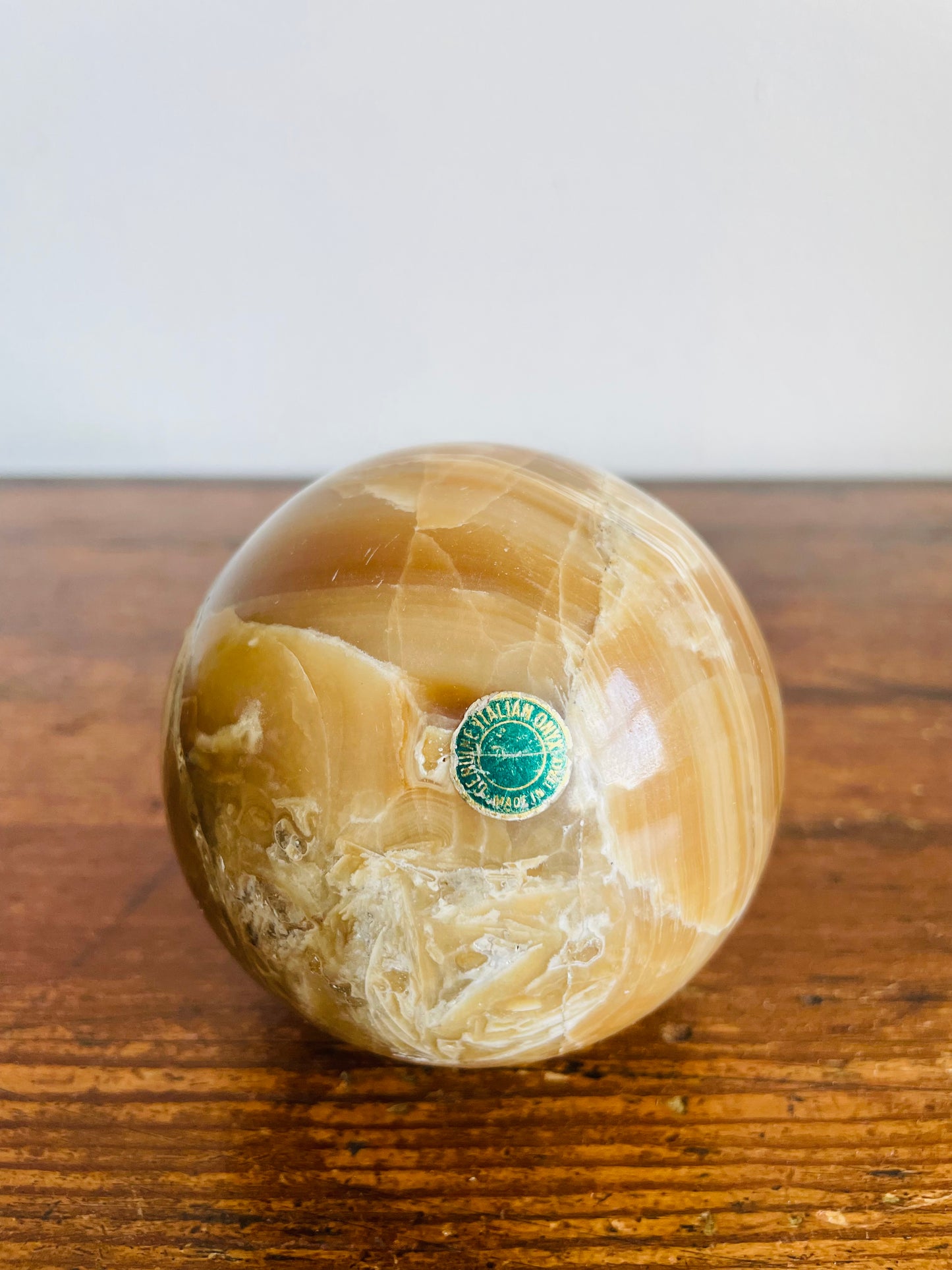 Vintage Genuine Italian Onyx Stone Sphere - Made in Italy